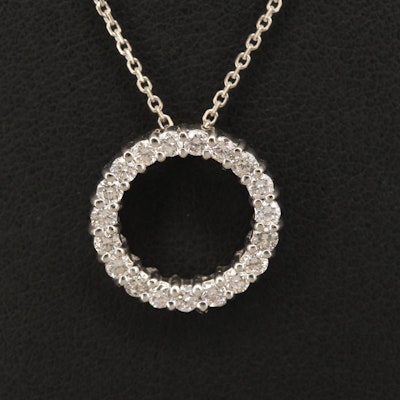 14K 0.50 CTW Diamond Circle Pendant Necklace