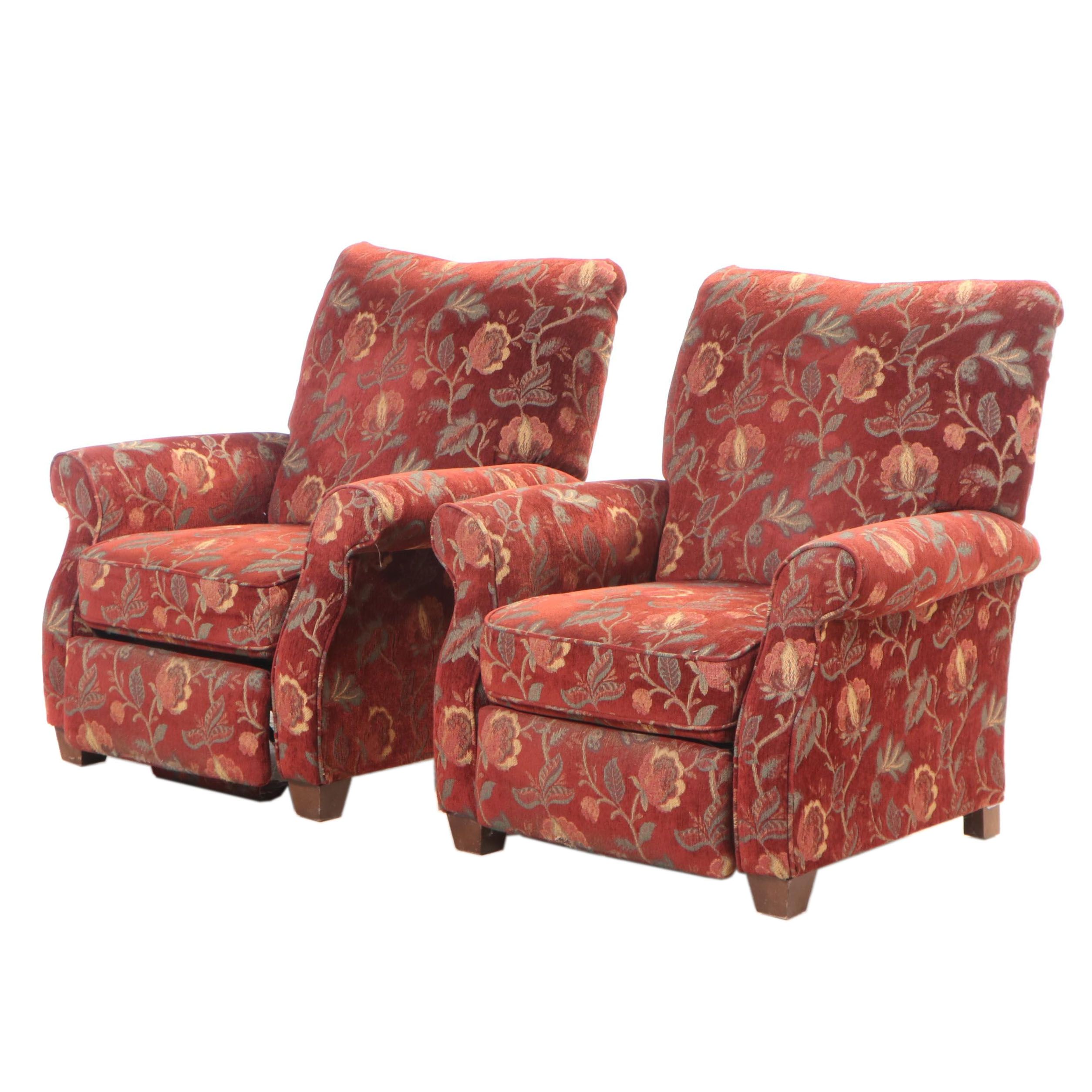 Pair of Lane Furniture Floral Patterned Upholstered Recliner Chairs EBTH