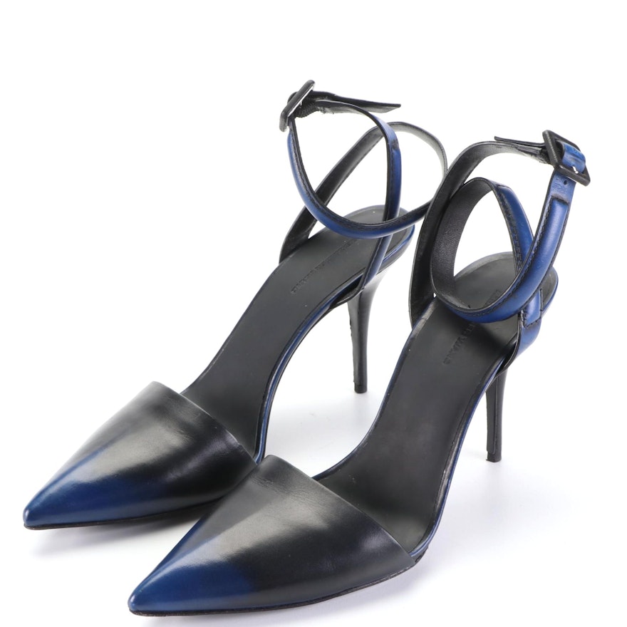 Alexander Wang Ankle Strap Heels in Blue/Black Ombré Leather
