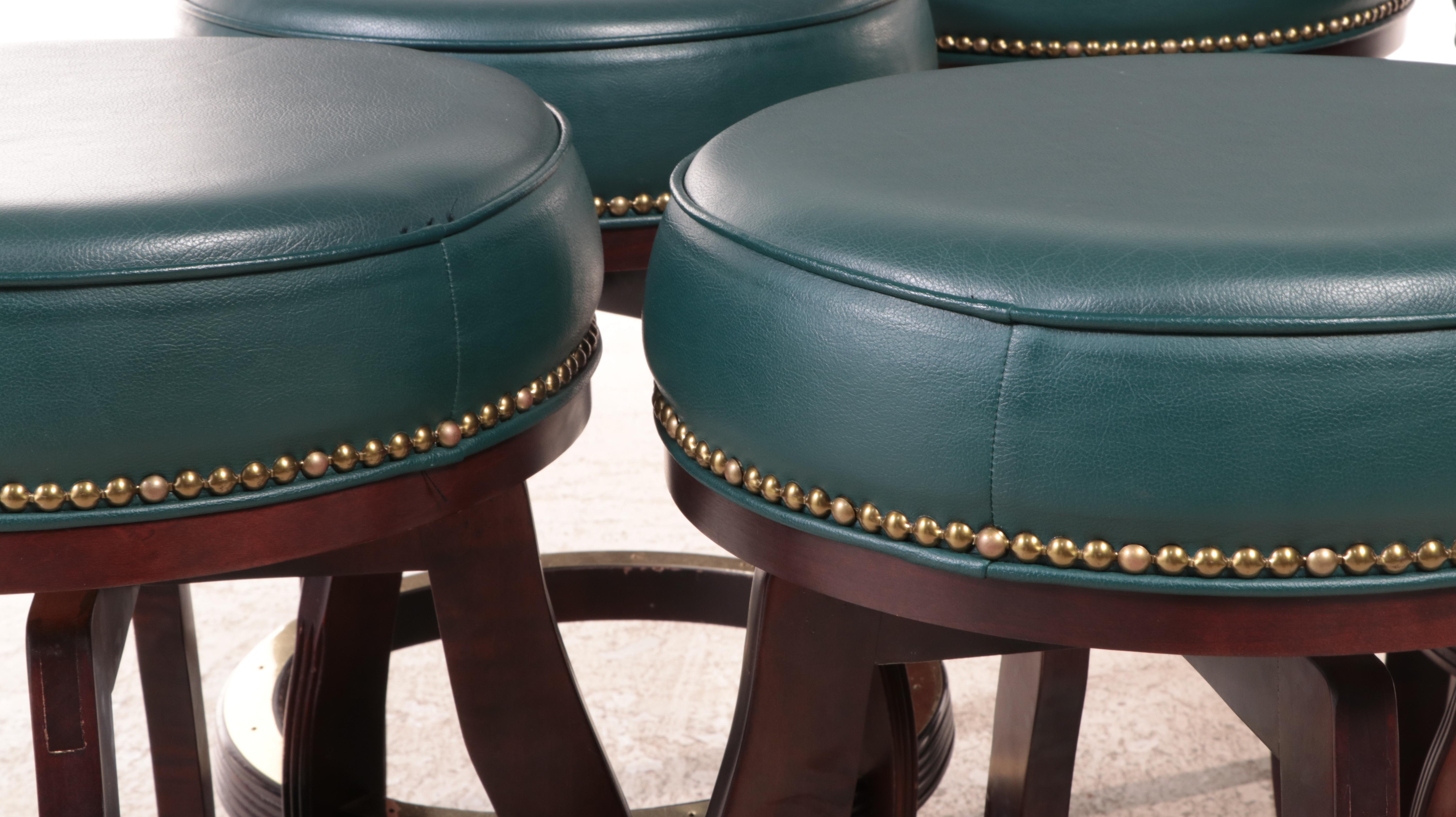 Six Beach Mfg. MahoganyStained and Green FauxLeather Swivel Bar