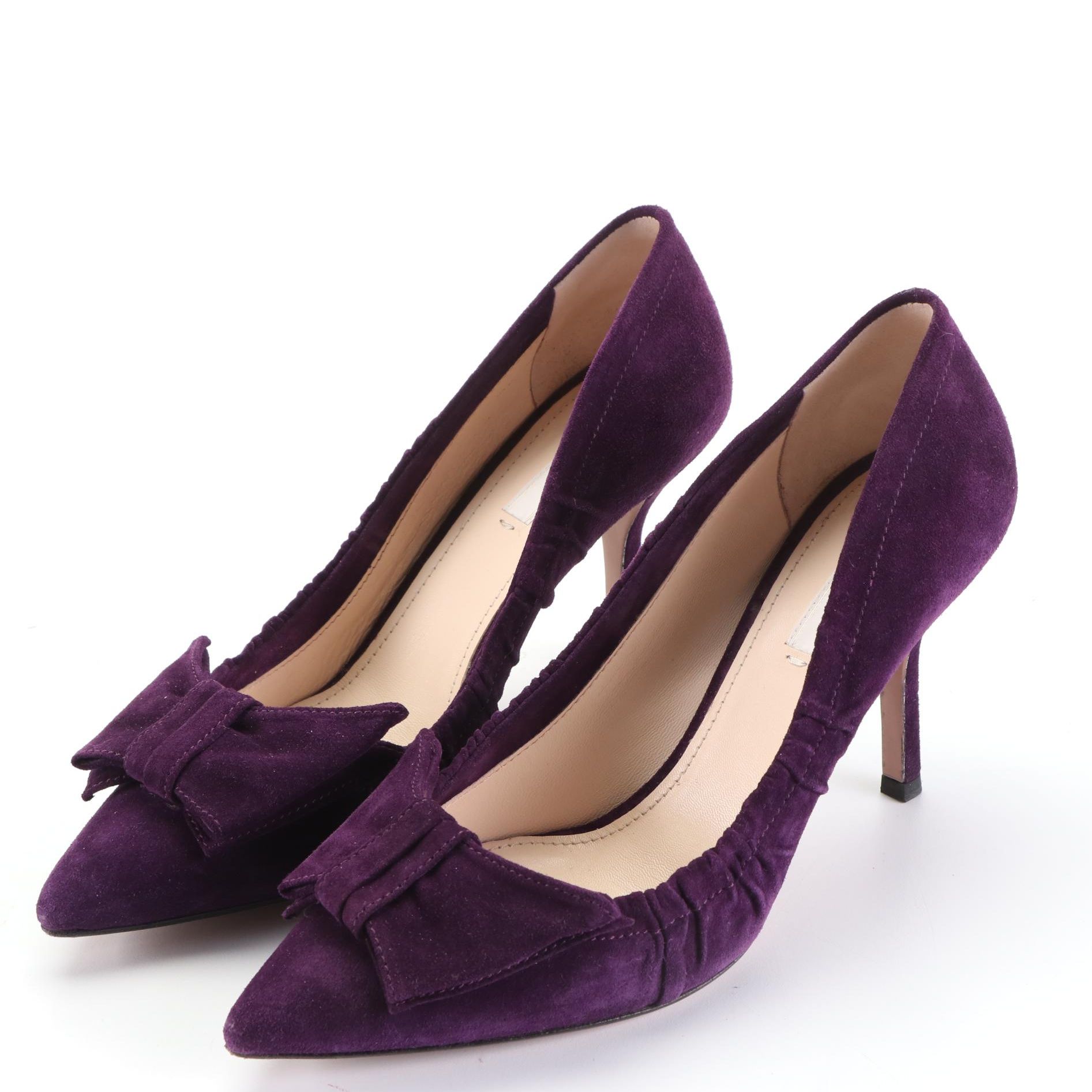 Prada Bow Pumps in Aubergine Suede EBTH