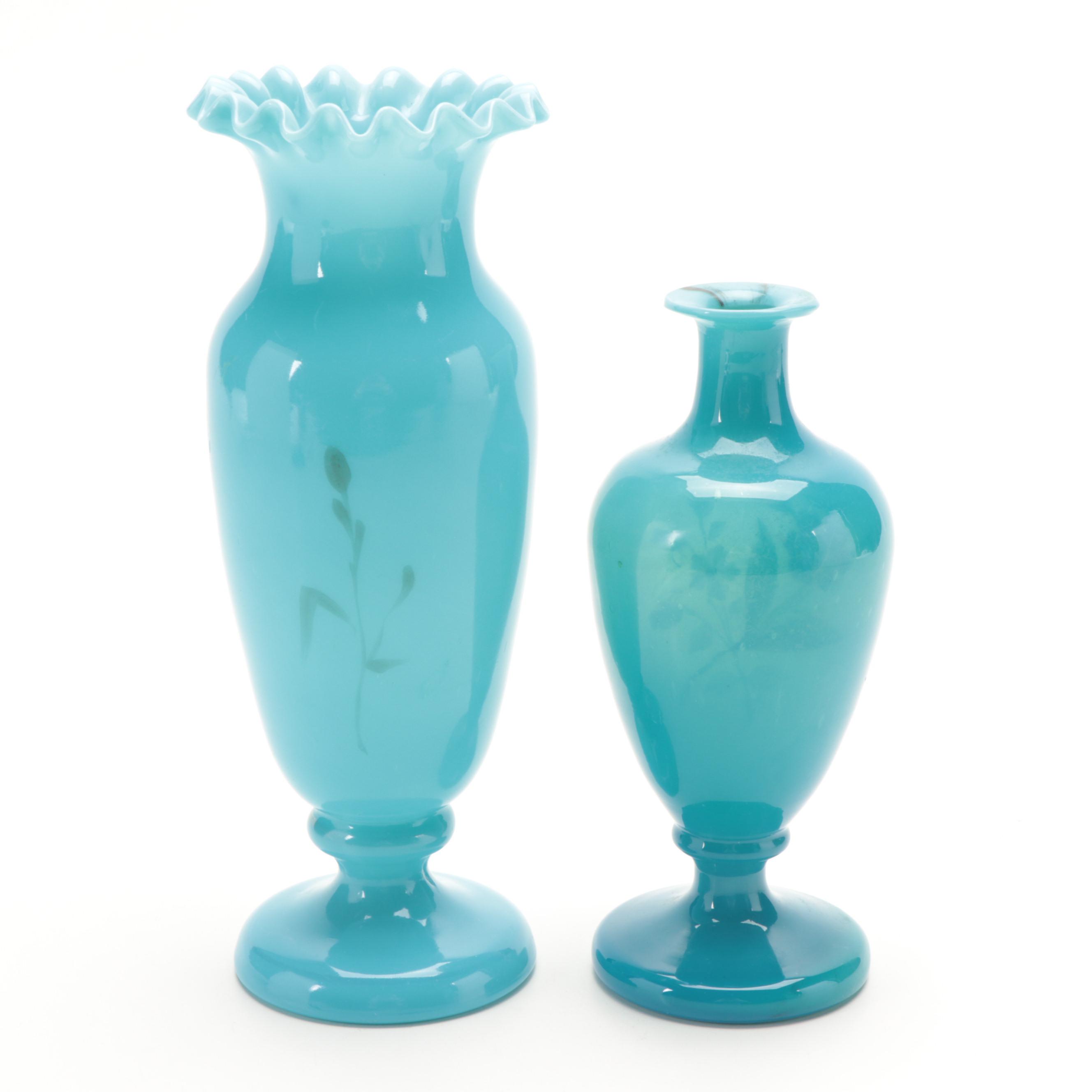 Victorian English Bristol Glass Vases, Late 19th/ Early 20th Century EBTH