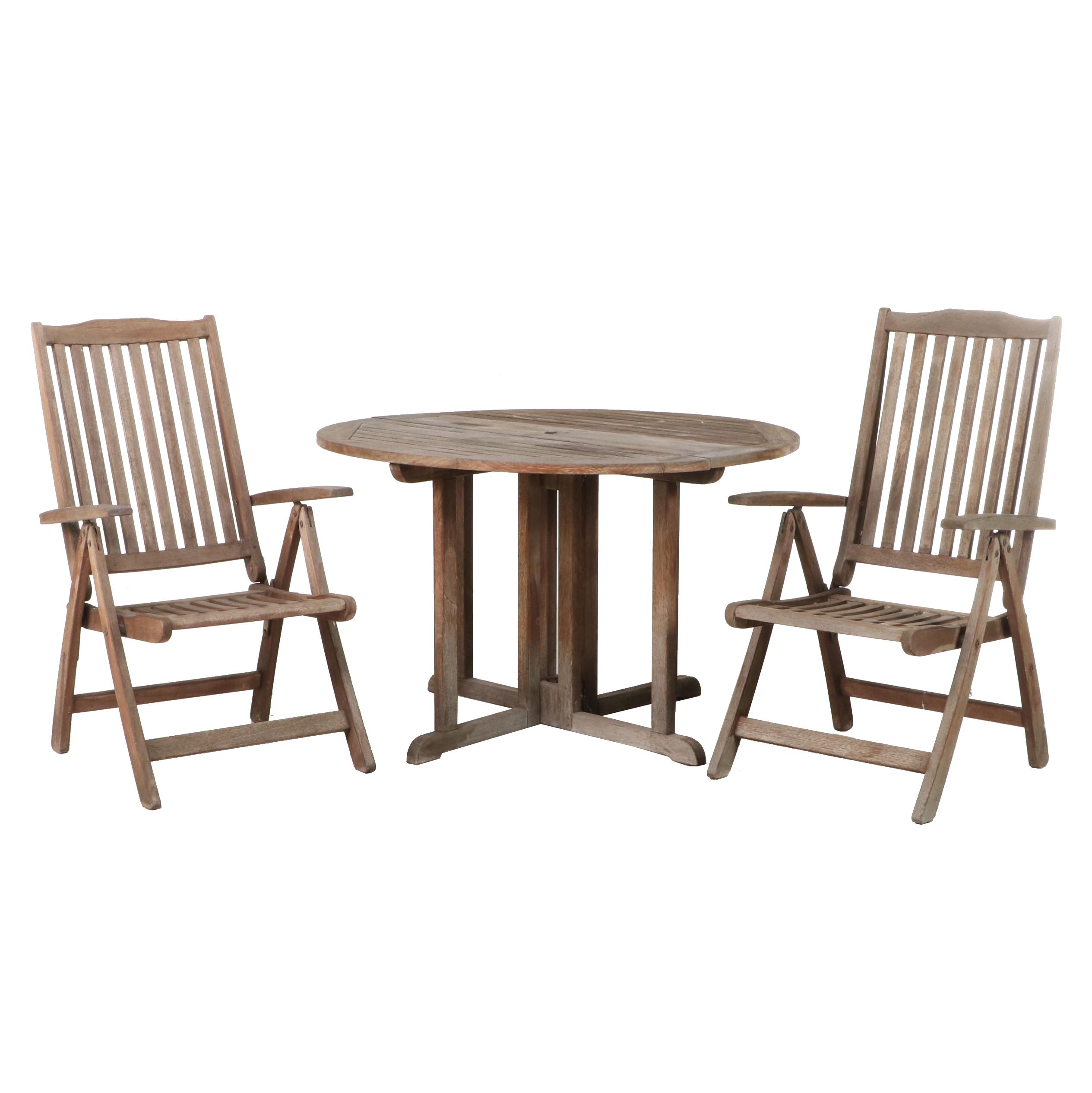 Art Garden Kwila Wood Folding Table and Adjustable Chairs EBTH