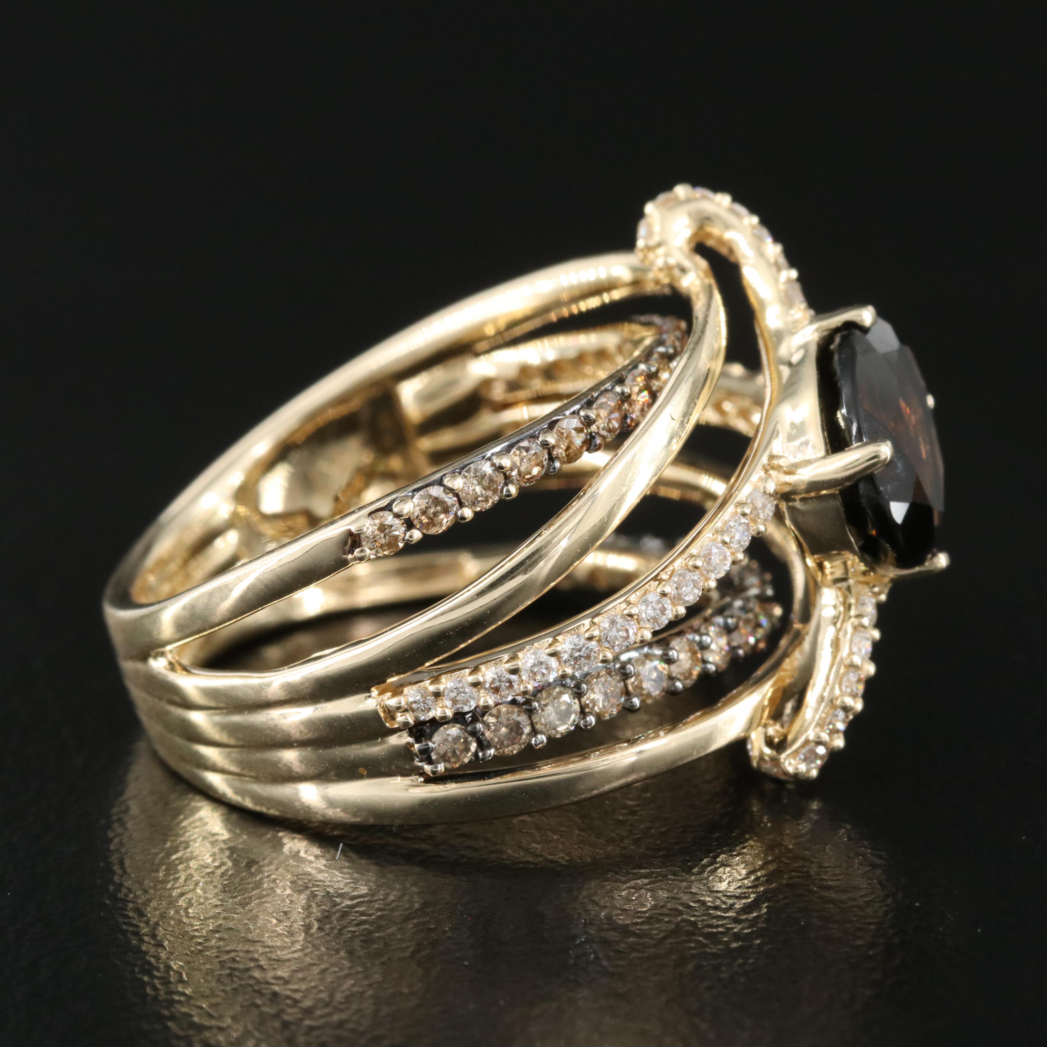 Le Vian 14K Smoky Quartz and Diamond High Low Ring EBTH