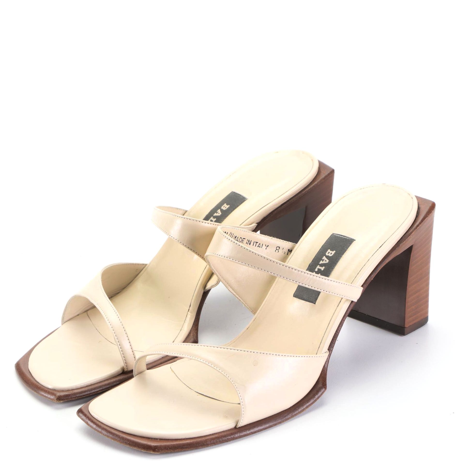 Bally Vallasca Stacked Block Heel Slide Sandals in Leather EBTH