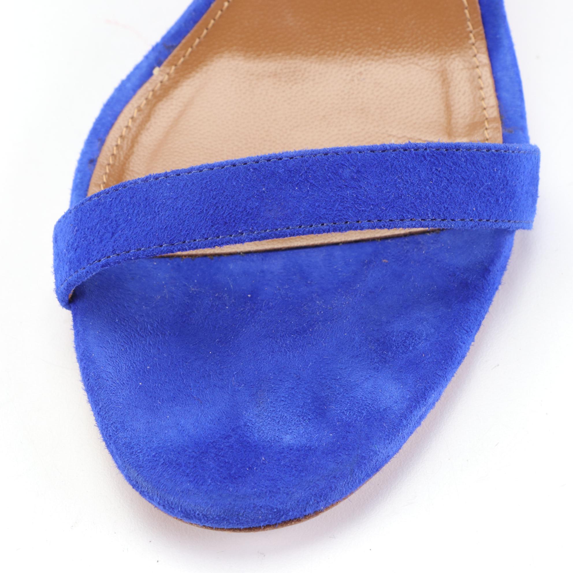 Aquazzura Ankle Strap Dress Sandals with Tassel in Blue Suede EBTH