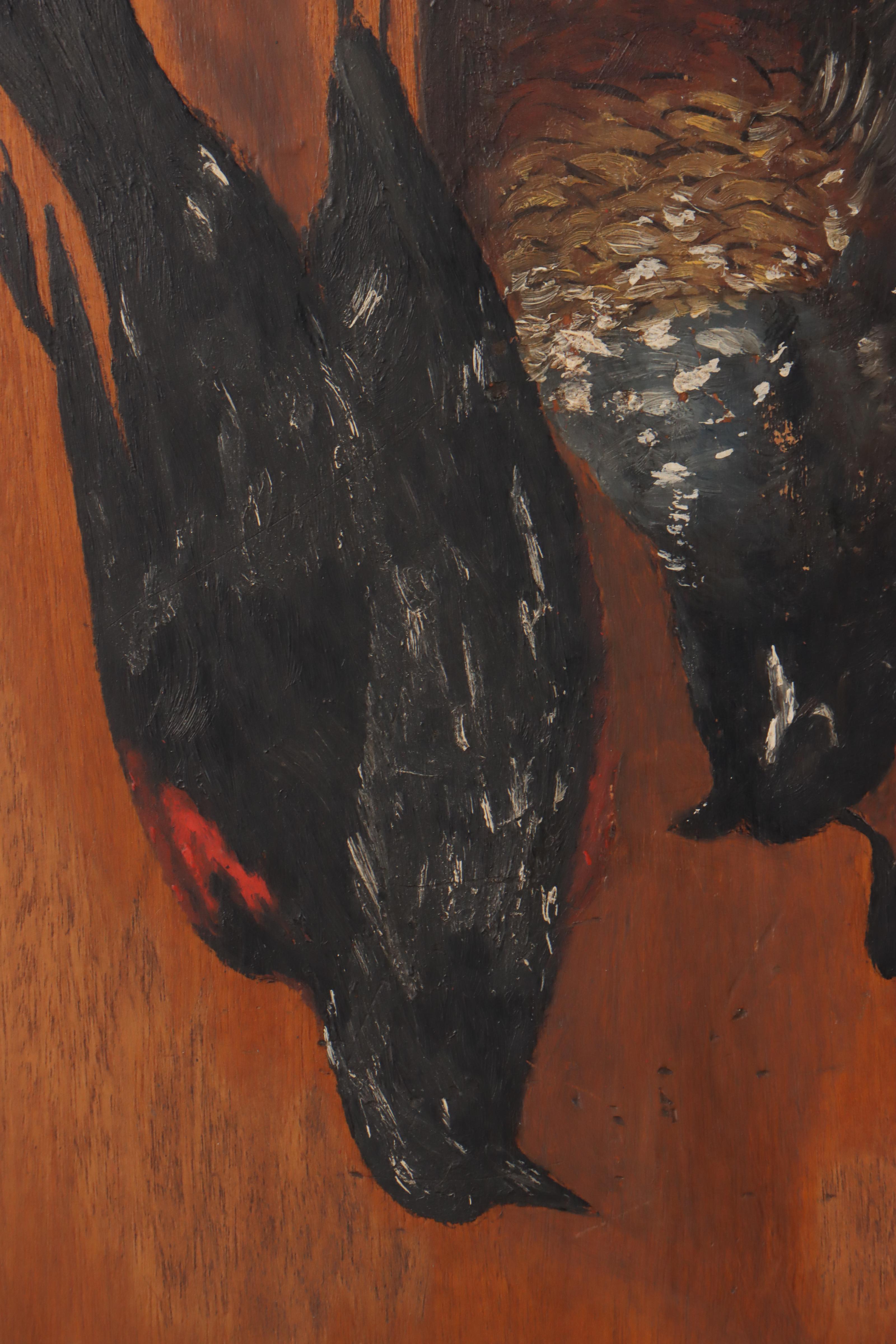 Pair of Nature Morte Oil Paintings of Hanging Fowl EBTH