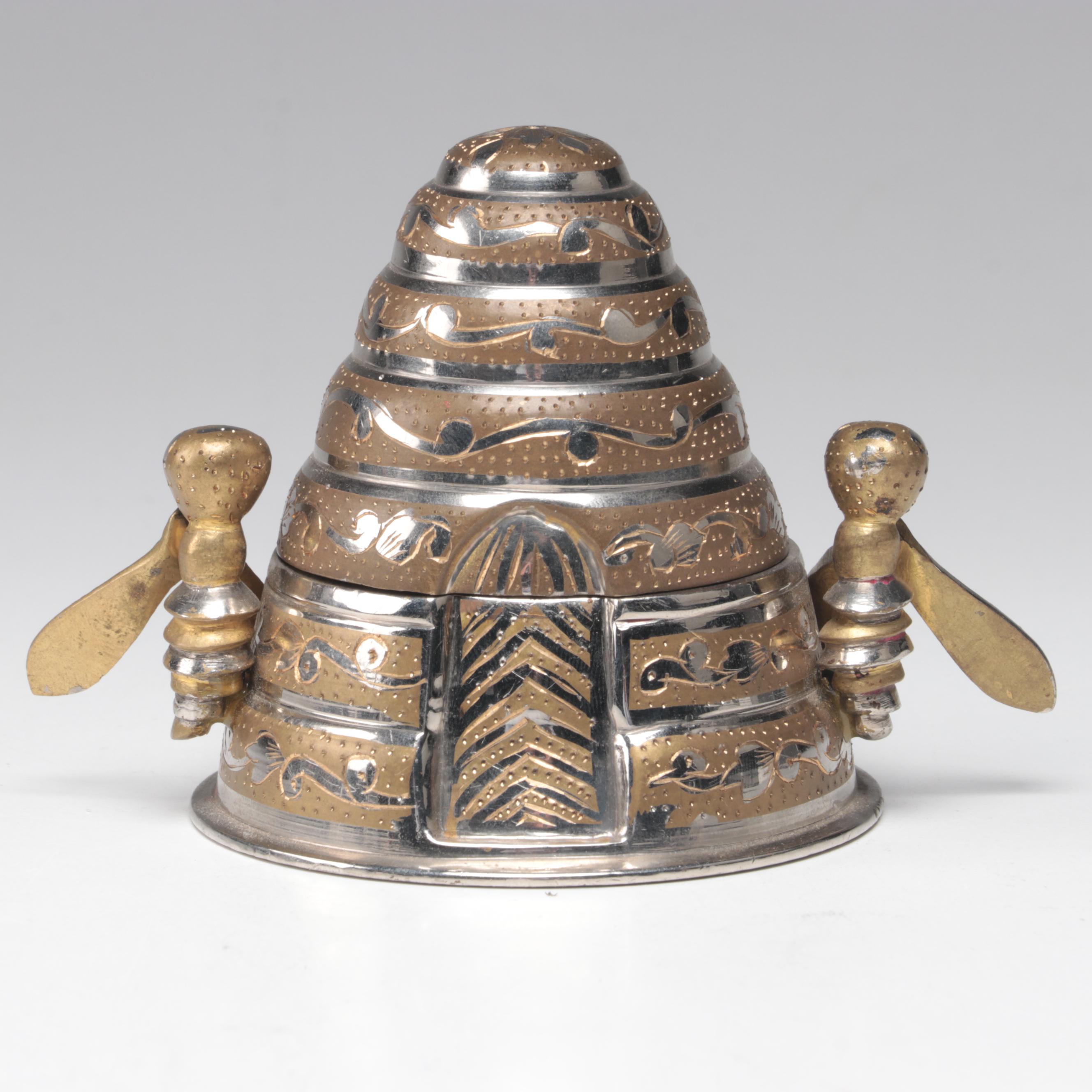 Fred Zimbalist Chased and Engraved Metal Beehive Sankyo Japanese Music Box EBTH