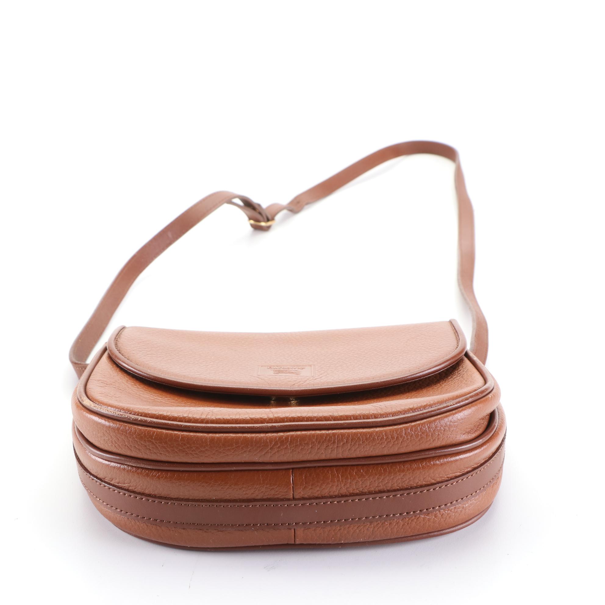 Burberrys Small Flap Crossbody Bag in Light Brown Grained Leather EBTH