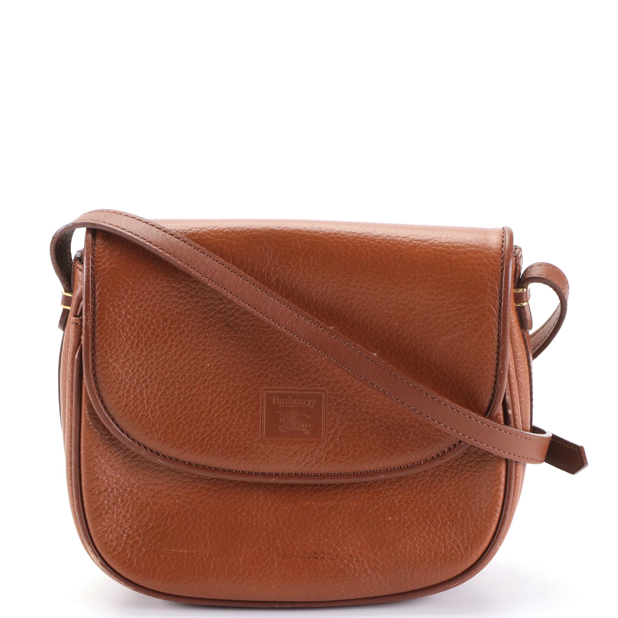 Burberrys Small Flap Crossbody Bag in Light Brown Grained Leather EBTH