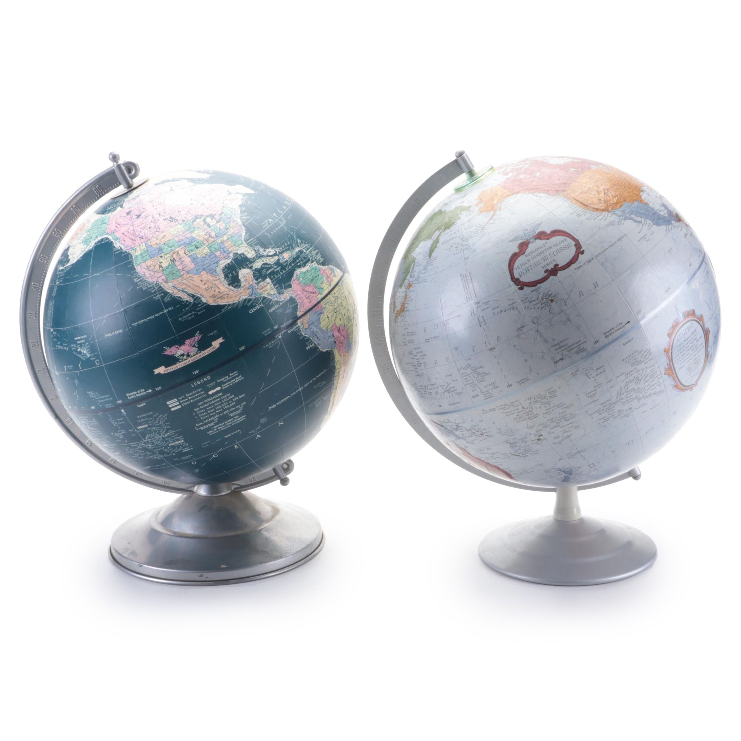 Replogle 12" Platinum Classic Series And Midnight Desktop Globes | EBTH