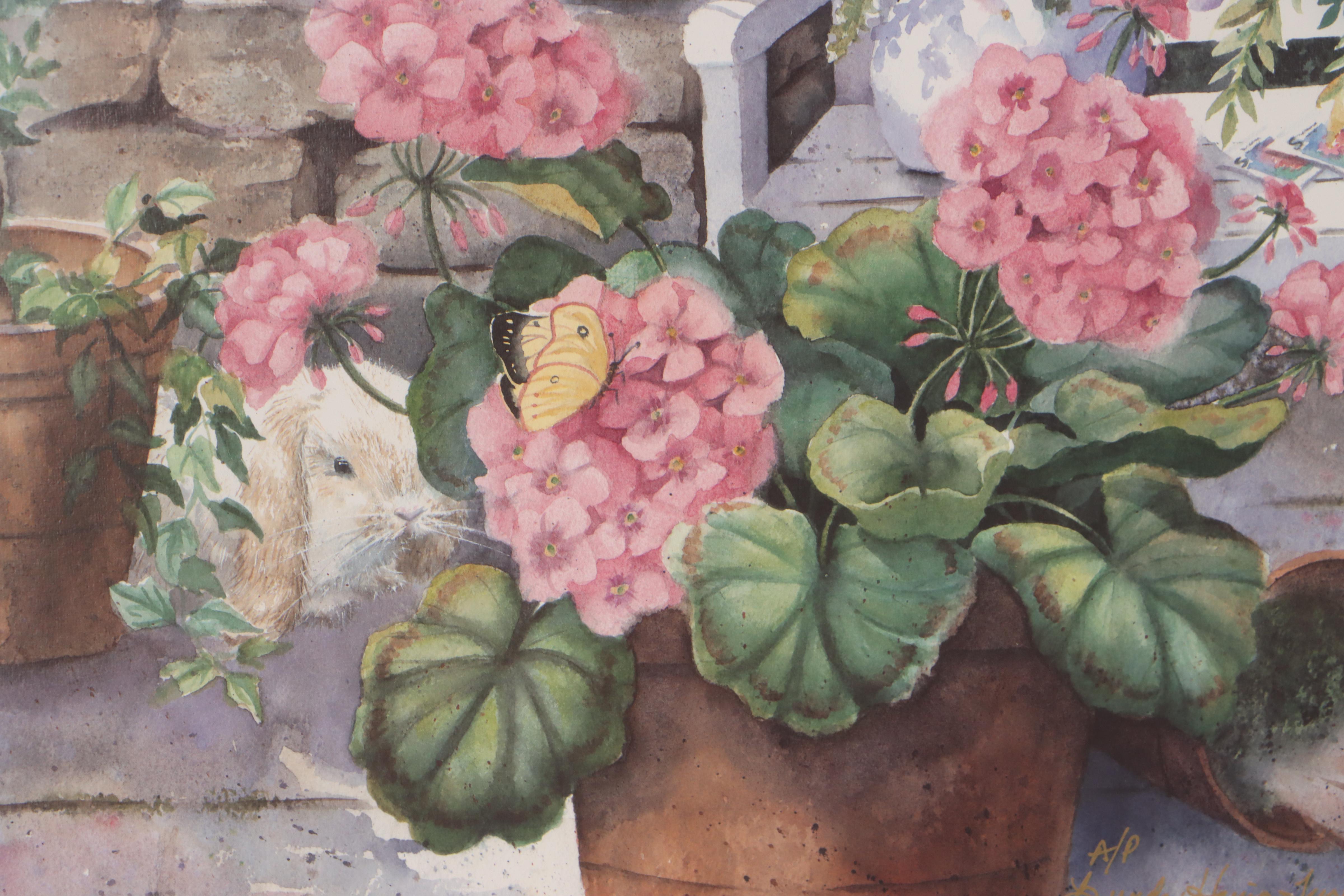 Brenda Harris Tustian Offset Lithograph of Garden Scene EBTH