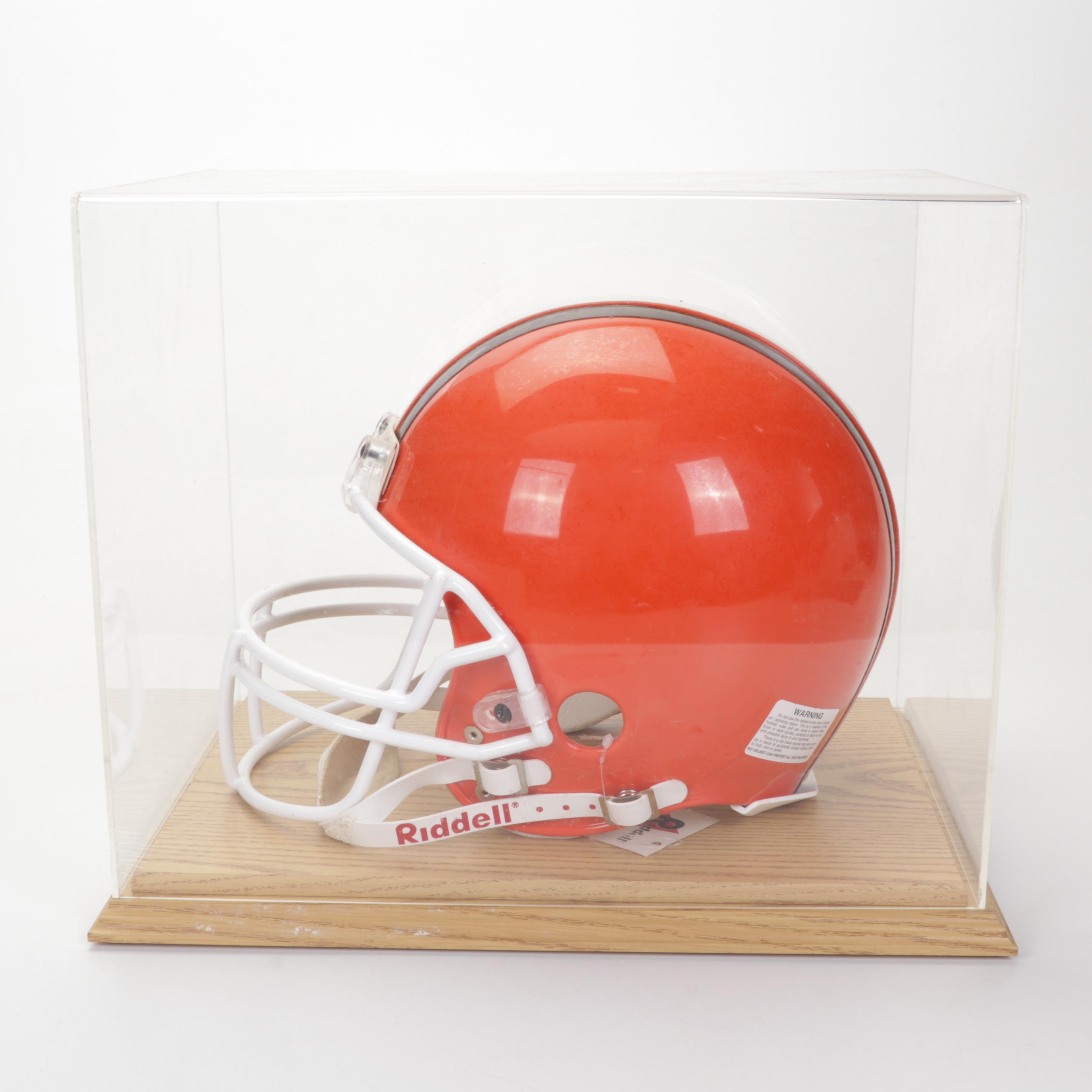 Cleveland Browns Jim Brown Signed Football Helmet, 1994 AFC Ticket and