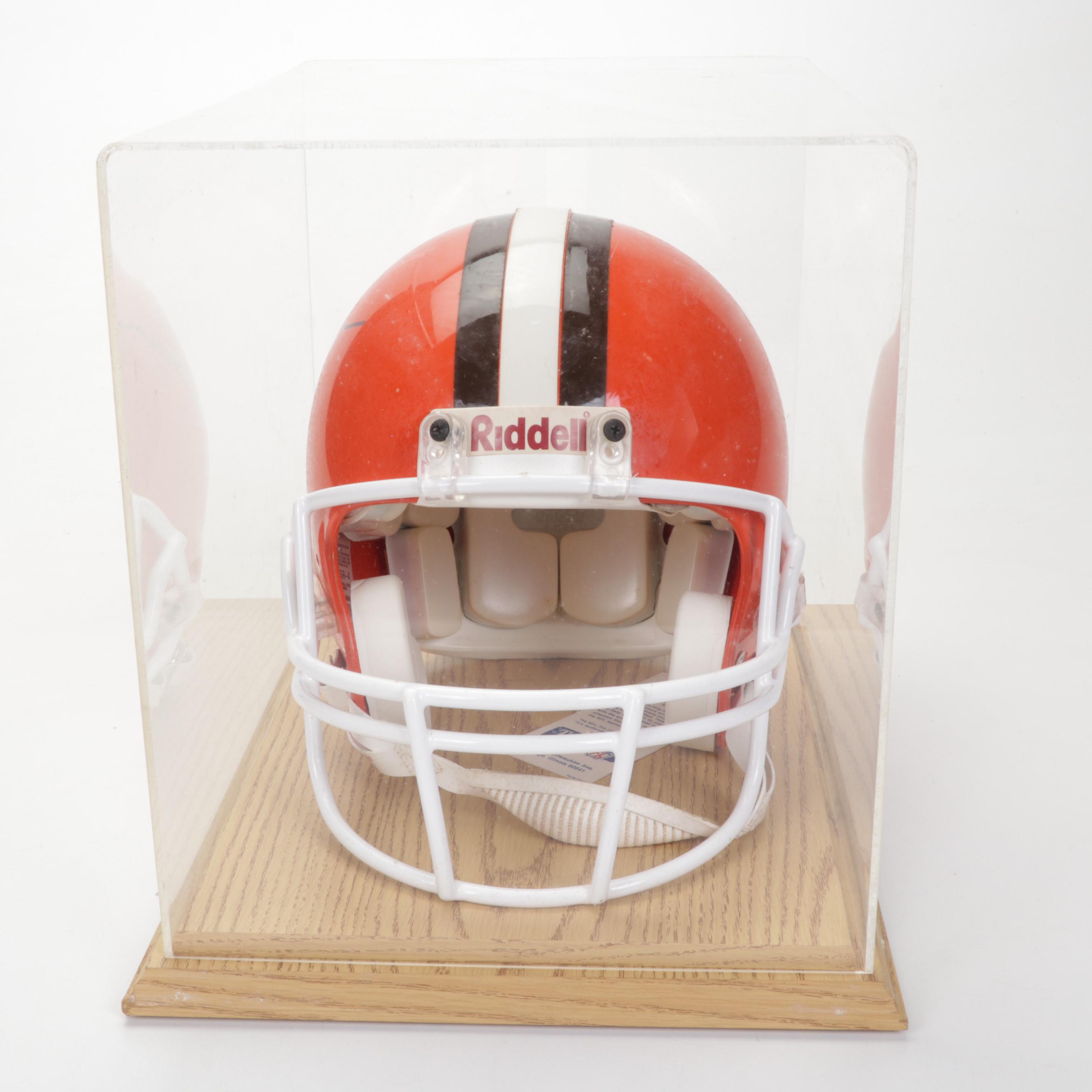 Cleveland Browns Jim Brown Signed Football Helmet, 1994 AFC Ticket and