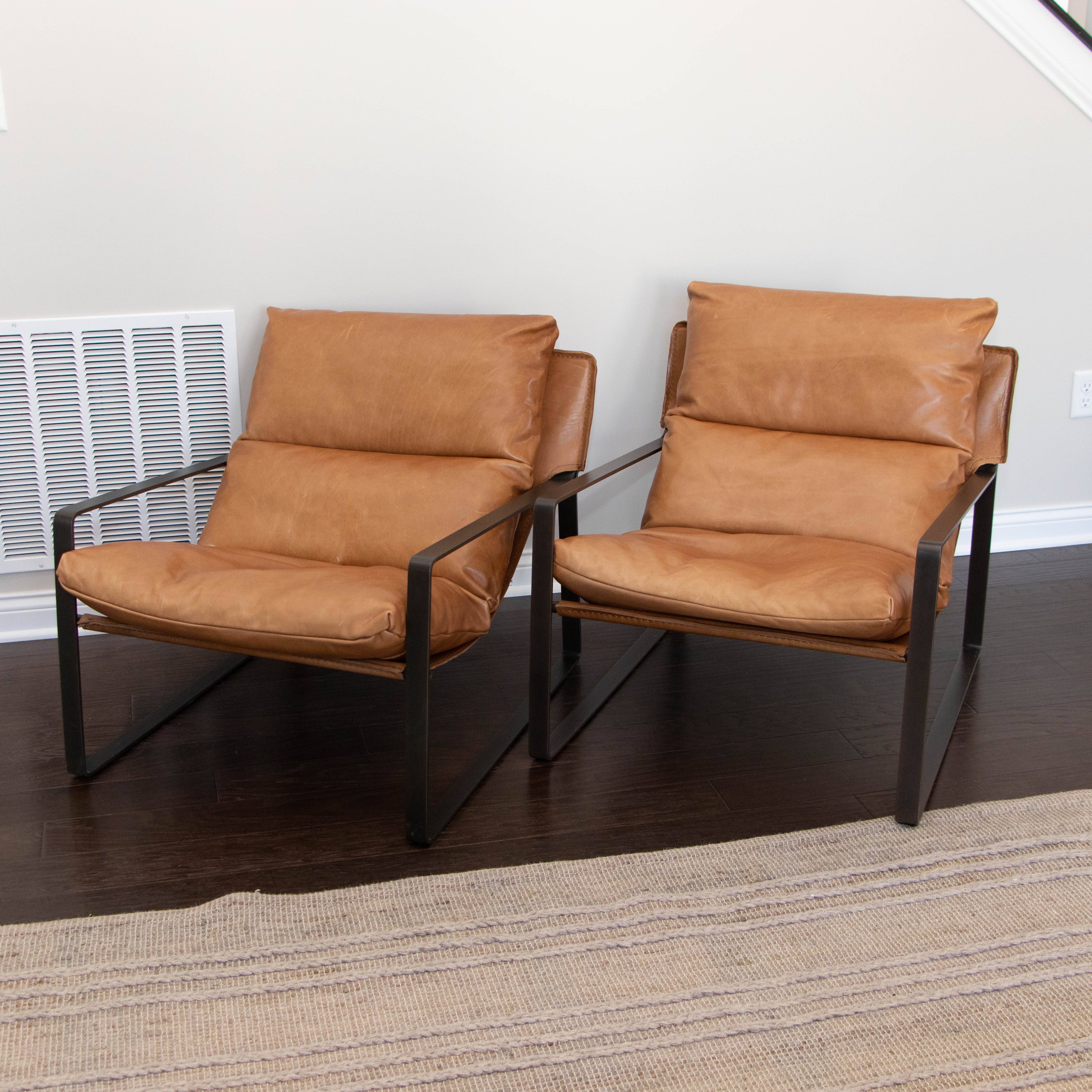 Pair of Four Hands Emmett Tobacco Leather Sling Chairs EBTH