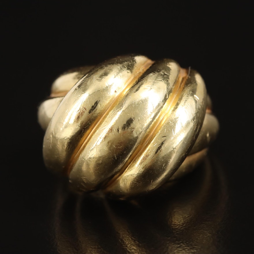 18K Fluted Dome Ring