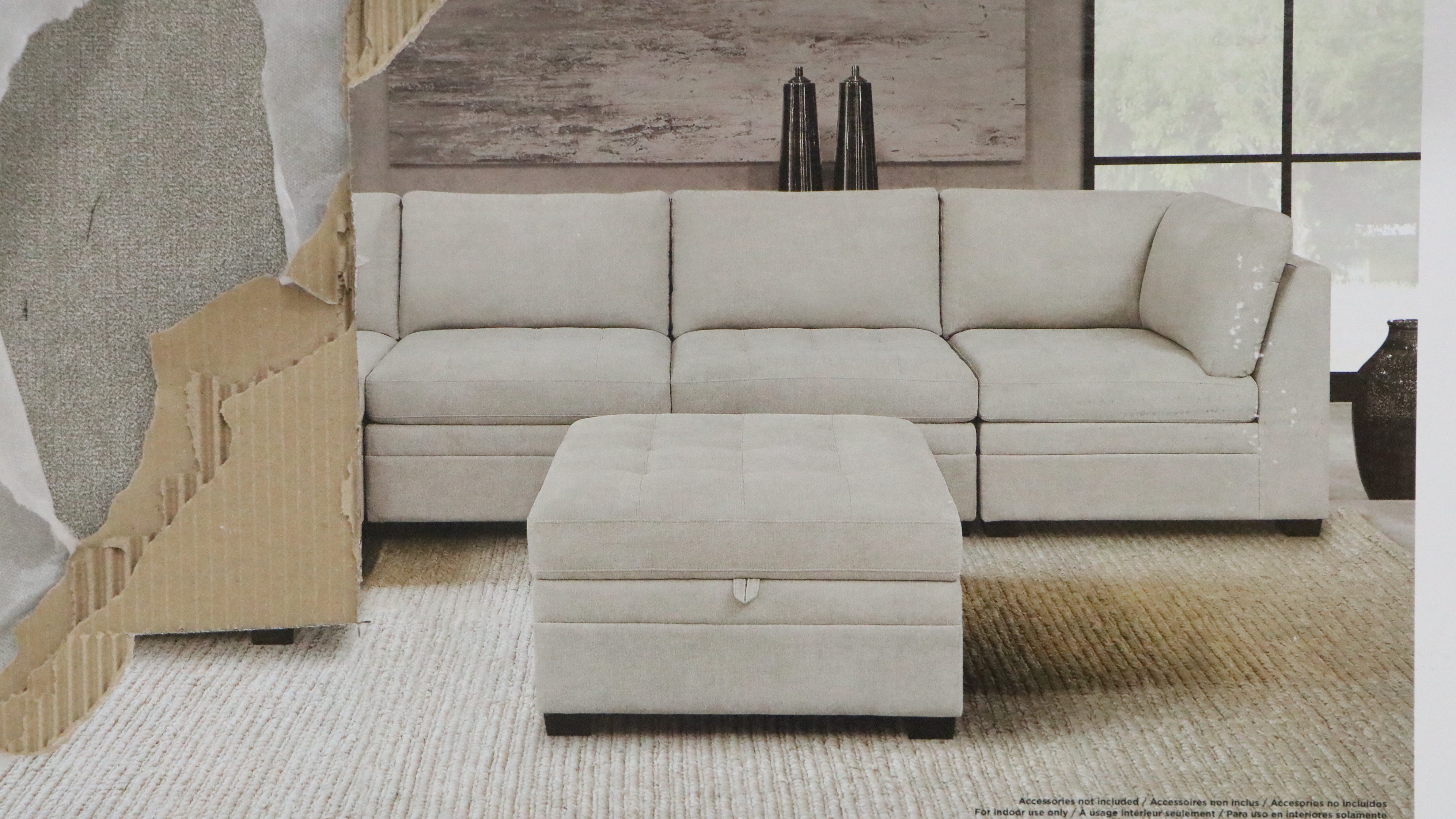 Thomasville "Tisdale" Button Tufted Fabric Sectional with Storage