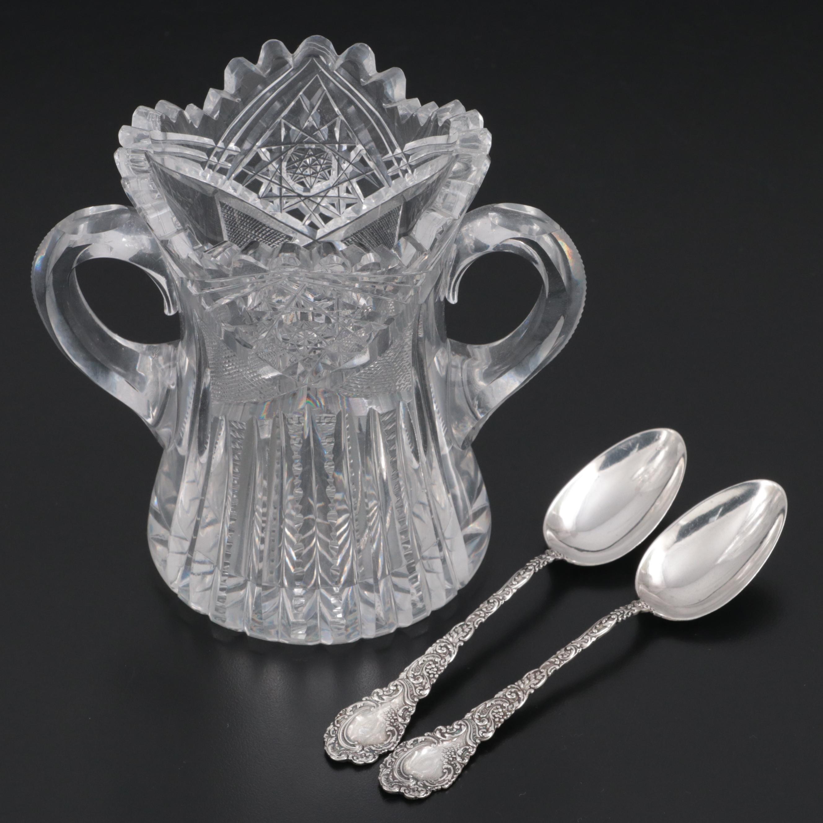 J. Hoare & Co. American Brilliant Cut Glass Spooner with Wallace