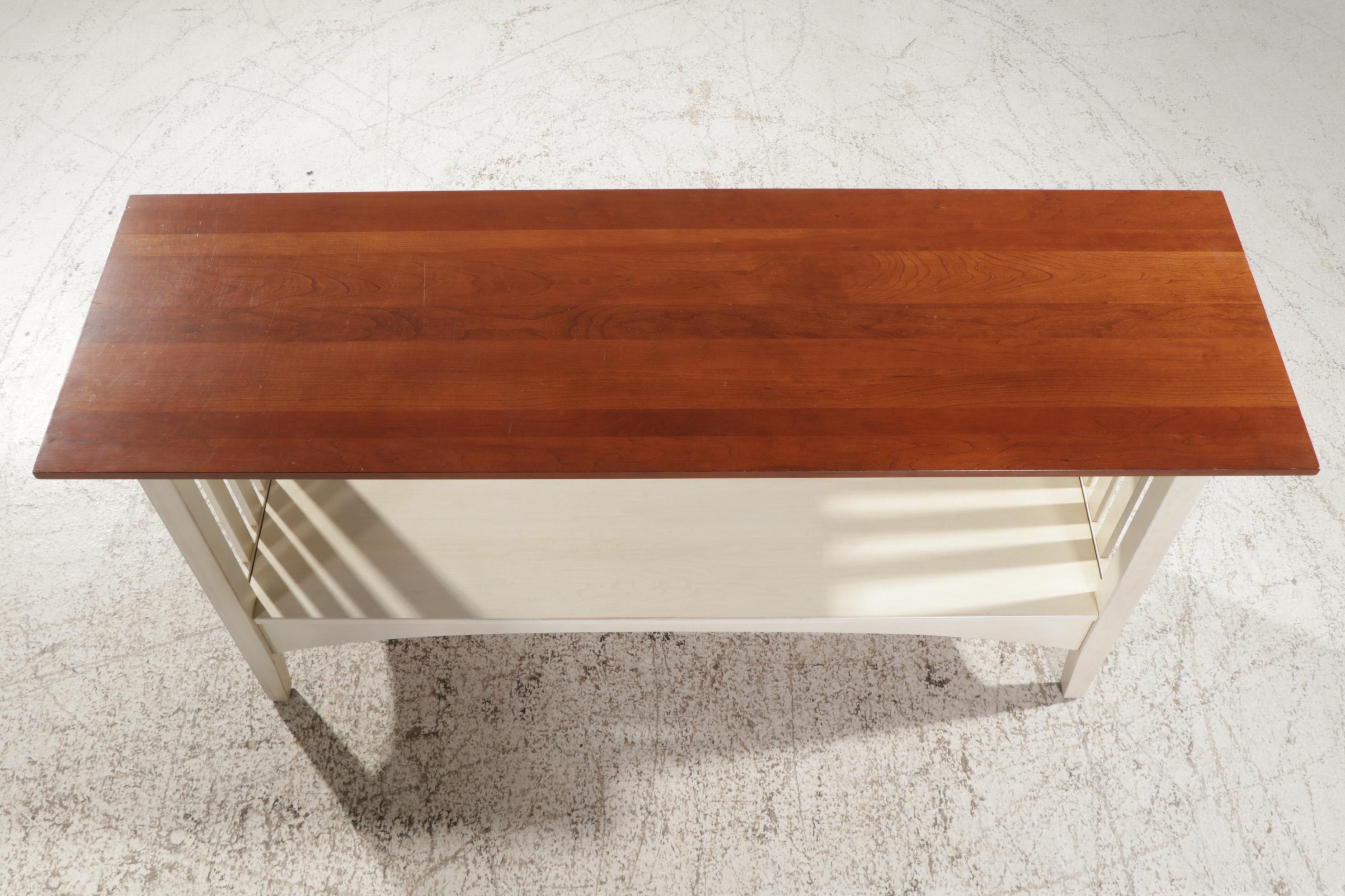 Ethan Allen Hall Table with Cherry Top on Painted Wood Base, Late 20th