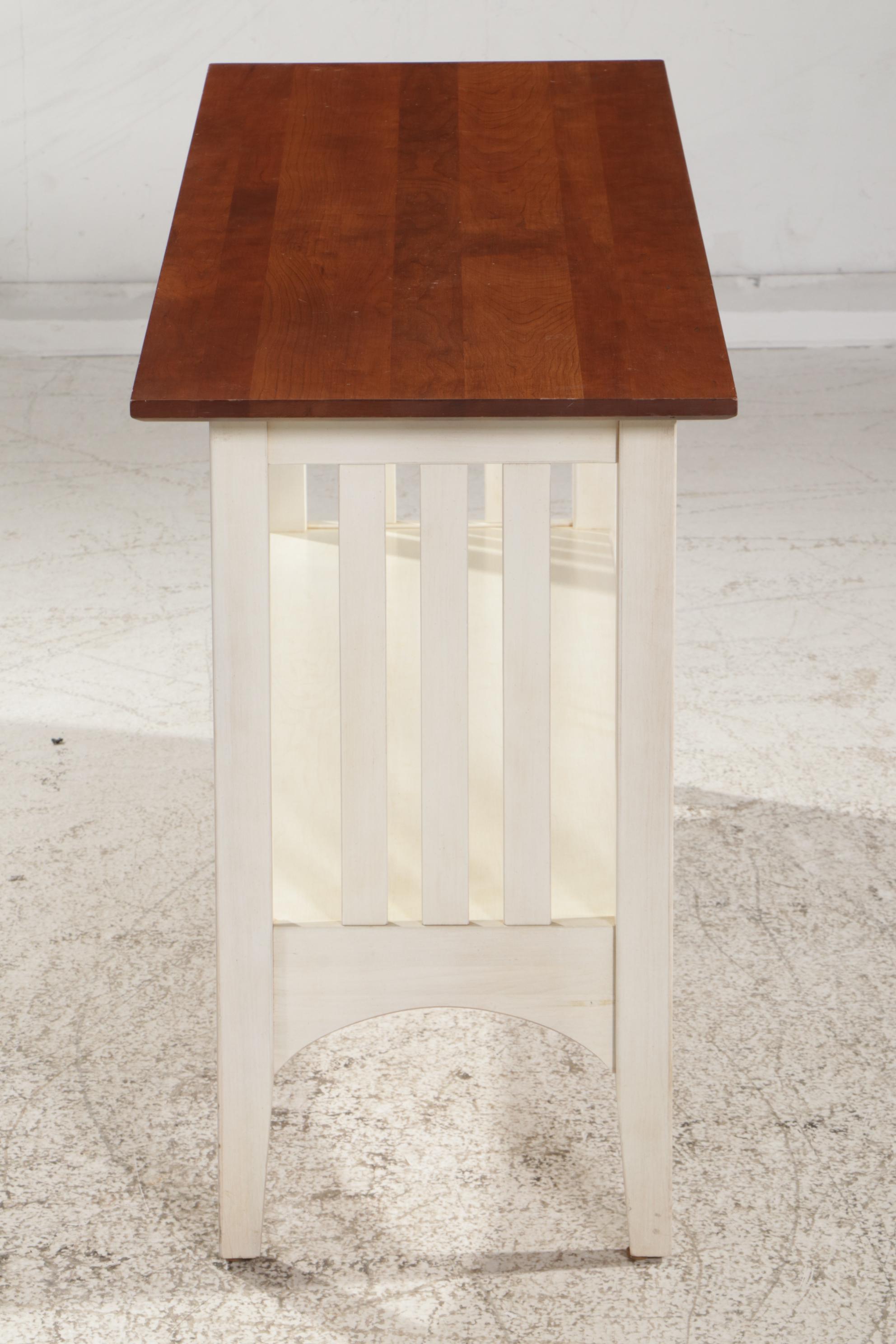 Ethan Allen Hall Table with Cherry Top on Painted Wood Base, Late 20th