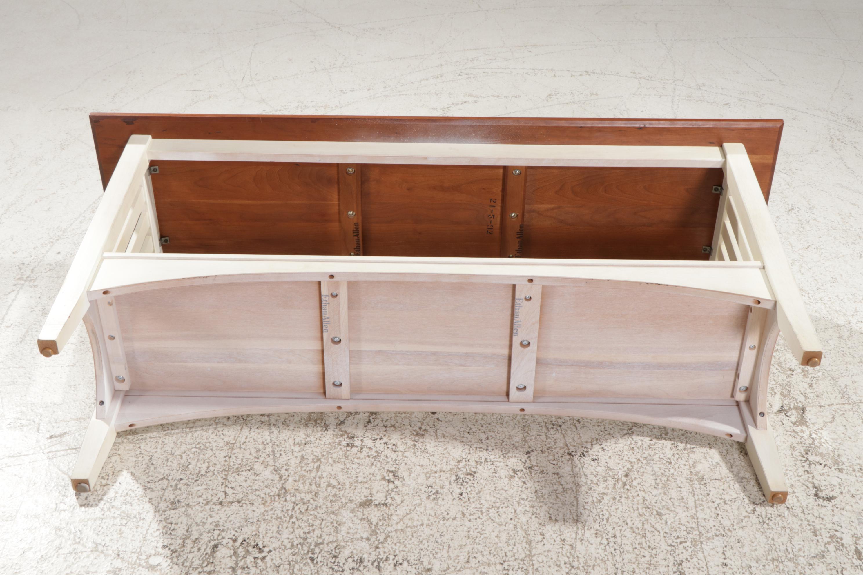 Ethan Allen Hall Table with Cherry Top on Painted Wood Base, Late 20th