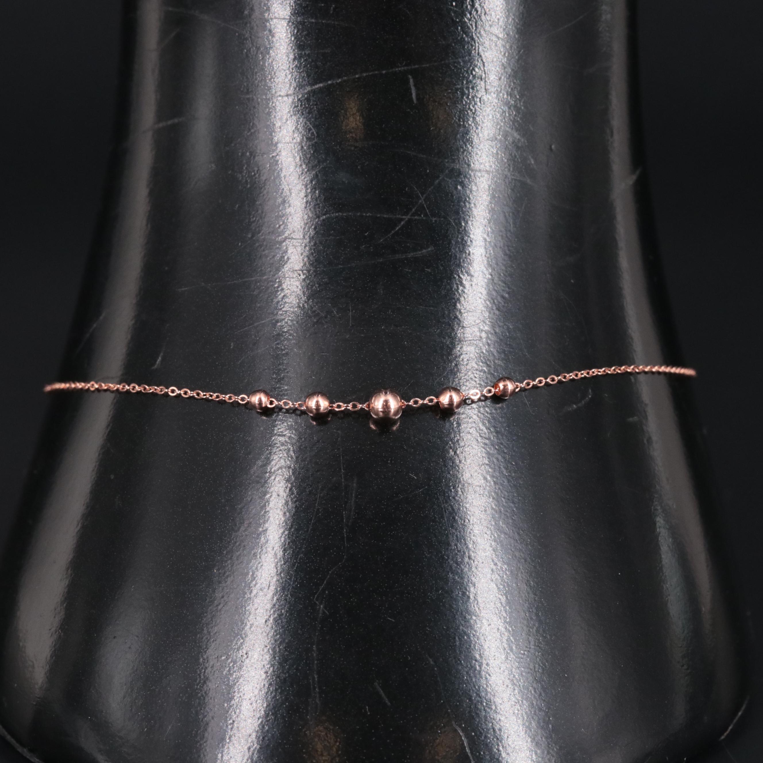 14K Graduated Bead Bracelet on a Cable Chain EBTH