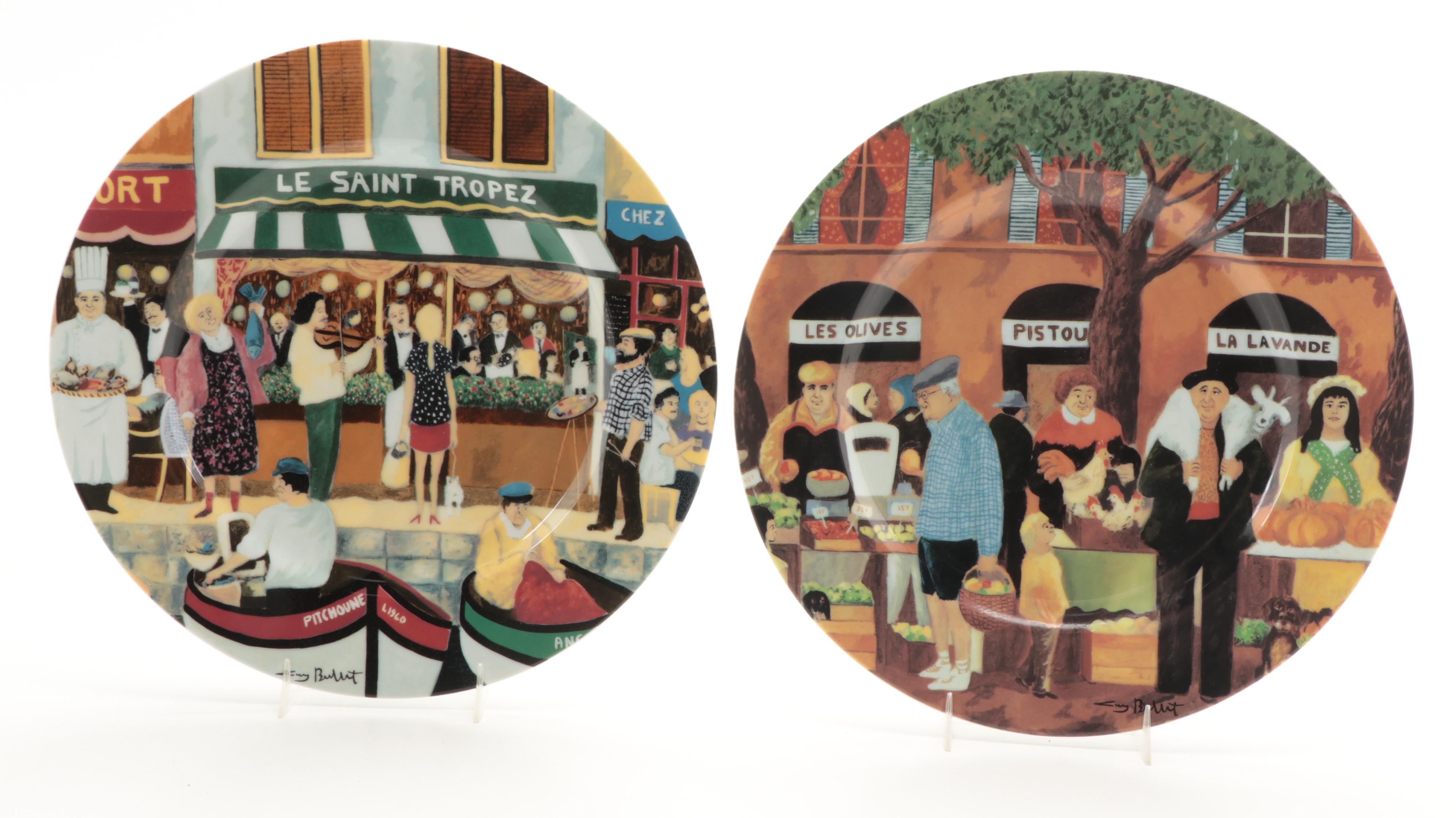 Guy Buffet Collection "Marché Provencale"and Other GBC Porcelain Plates