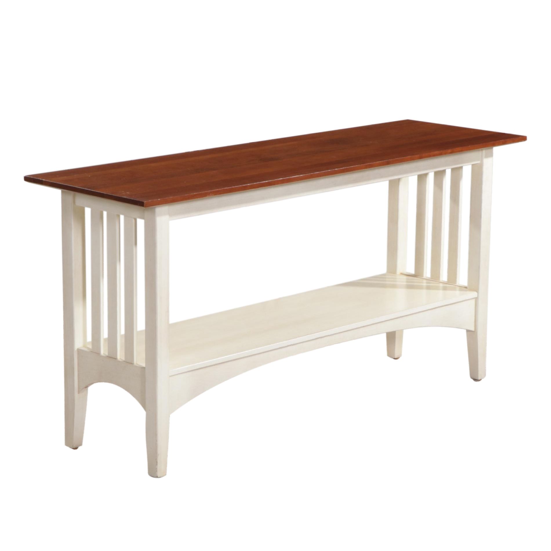 Ethan Allen Hall Table with Cherry Top on Painted Wood Base, Late 20th