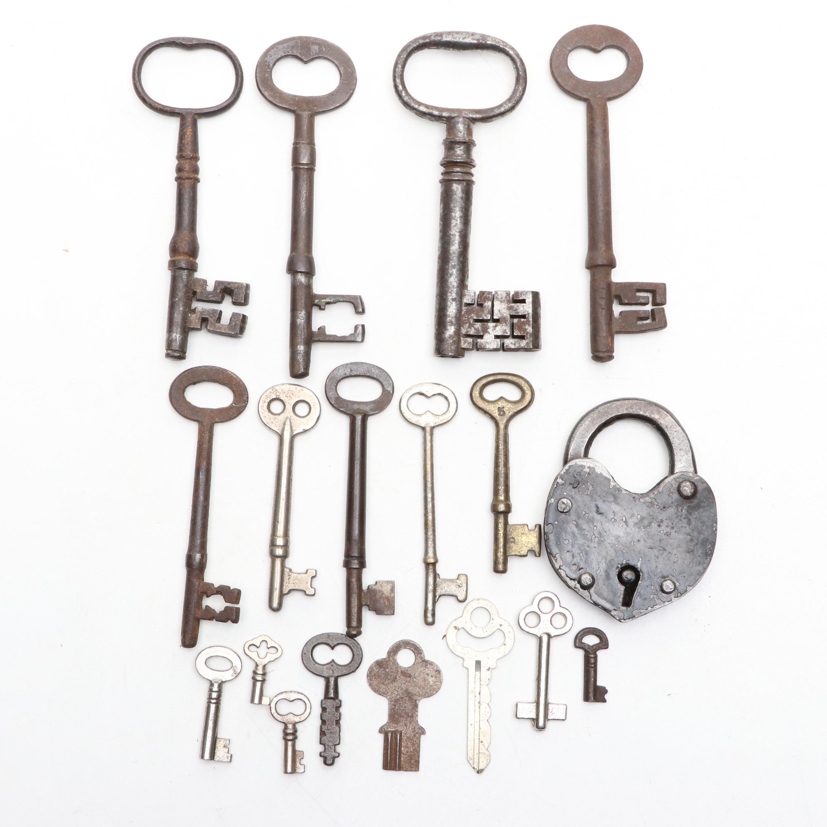 Metal Skeleton, Dimple Keys with Lock and Box EBTH