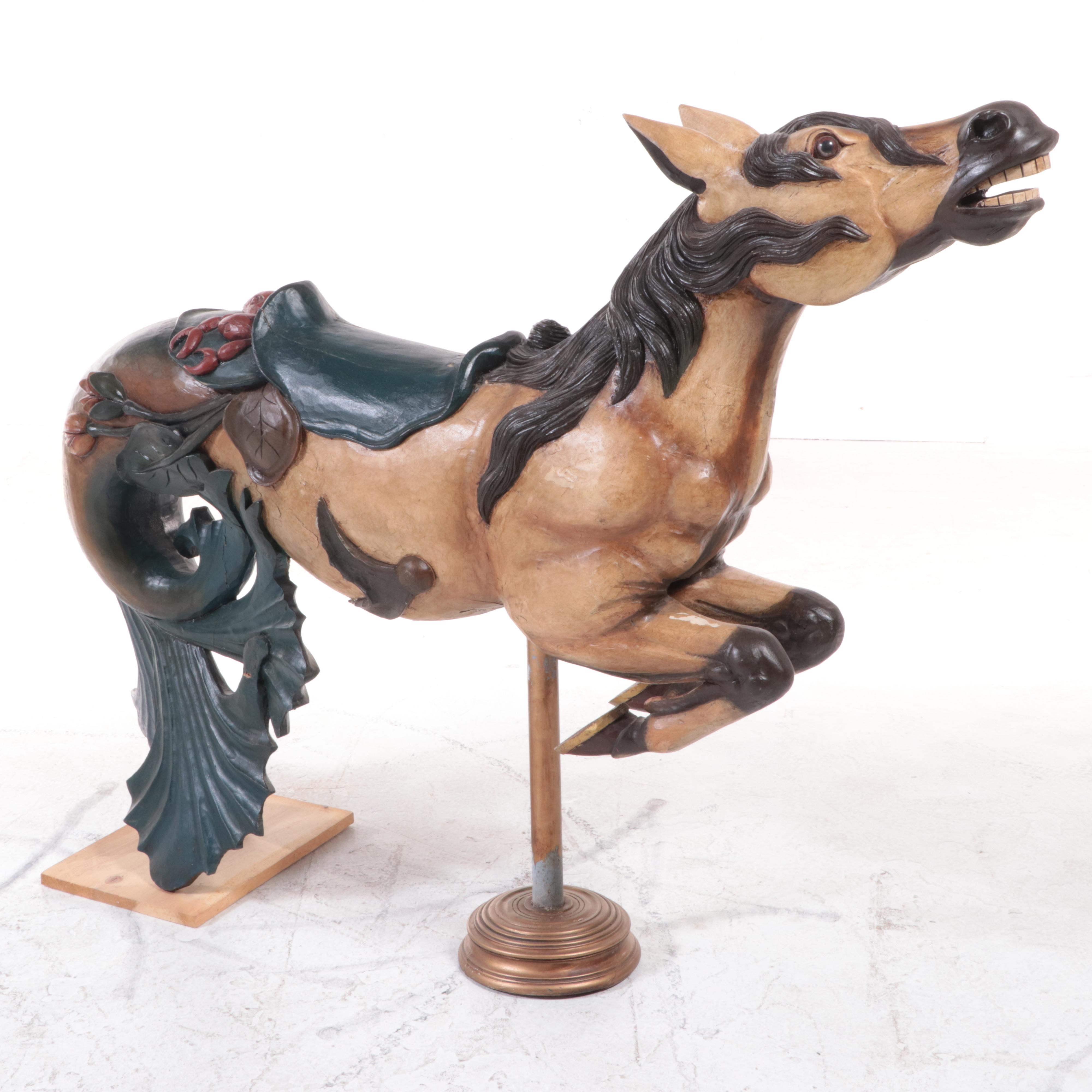 Philadelphia Toboggan Co. Carved Wood Carousel Hippocampus, Early 20th