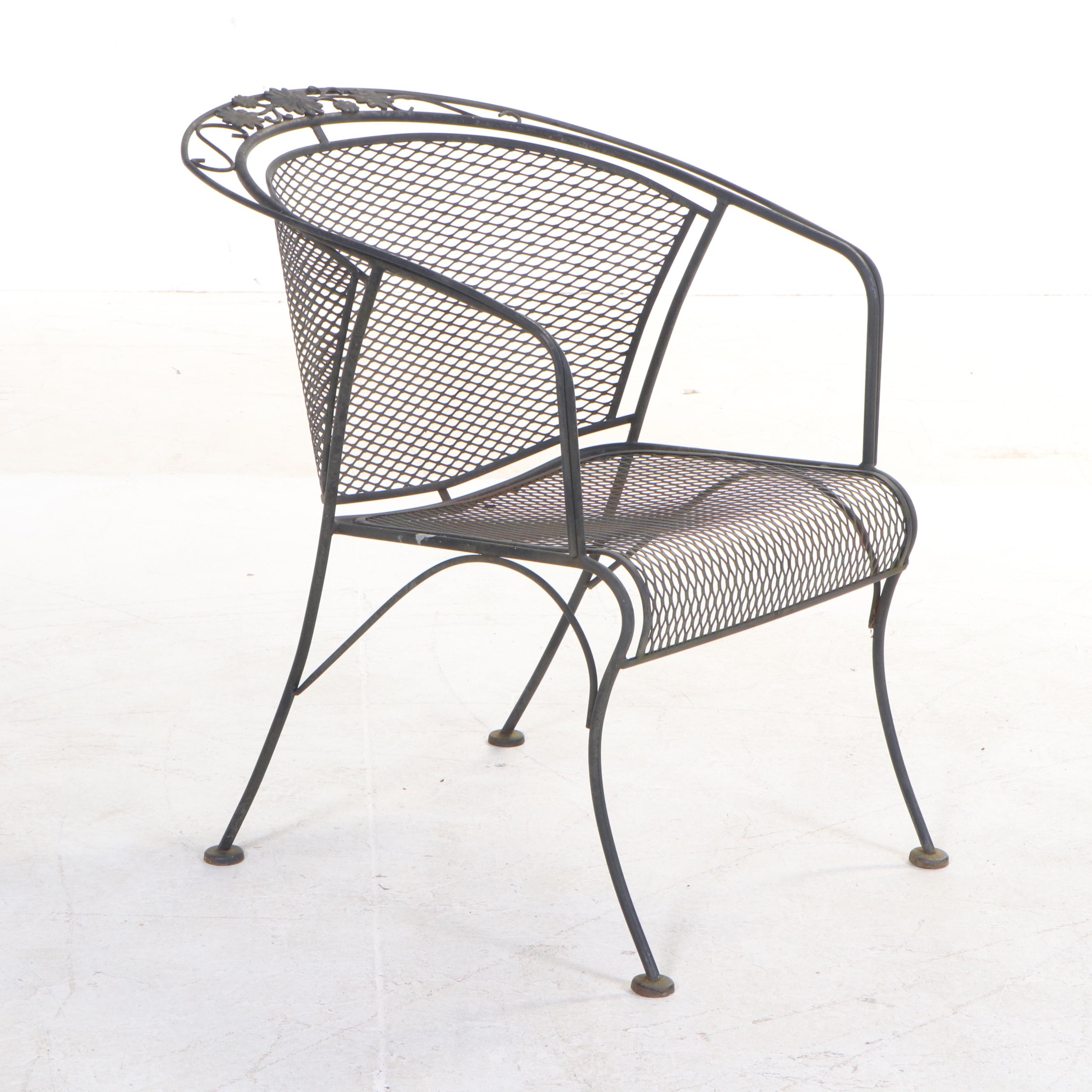 FivePiece Iron and Wire Mesh Patio Dining Set, Mid to Late 20th