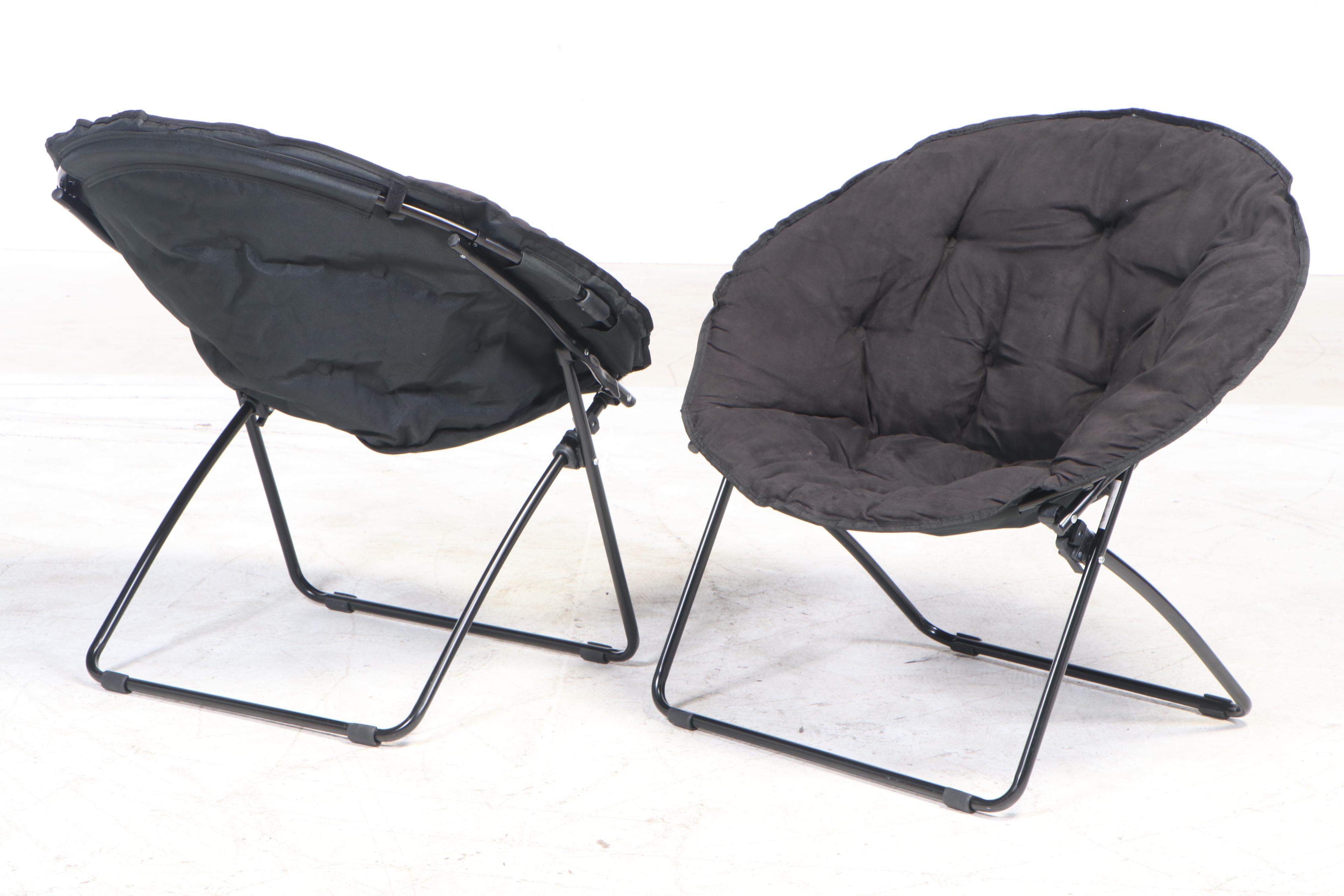 Four Round Folding Chairs on Tubular Black Frames EBTH