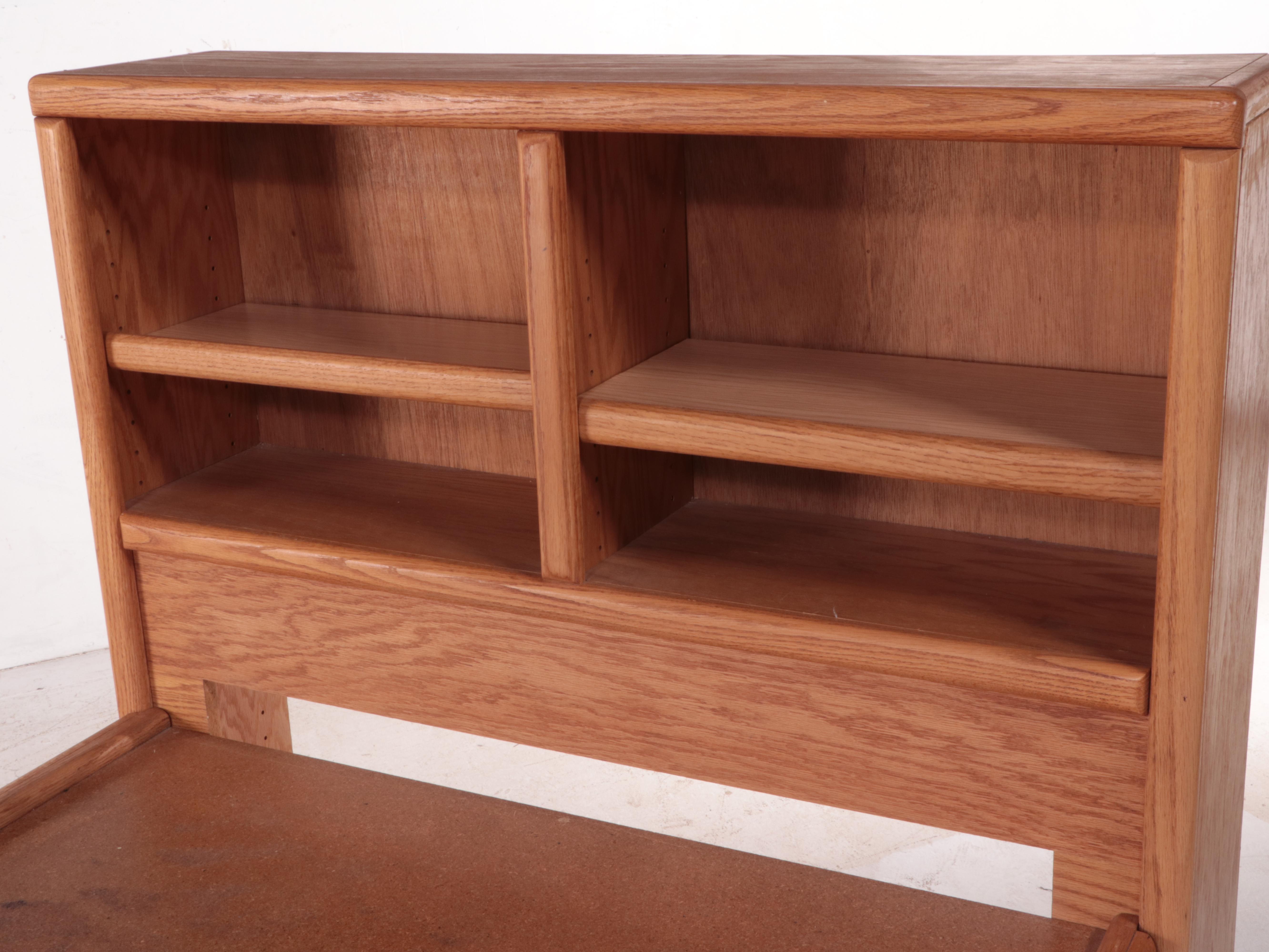 Thornwood, Oak Bookcase Twin Headboard and Platform with Storage EBTH