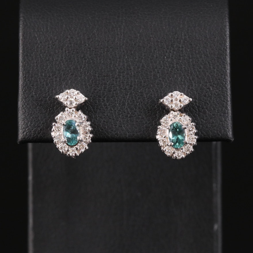 18K Alexandrite and Diamond Earrings with GIA Report