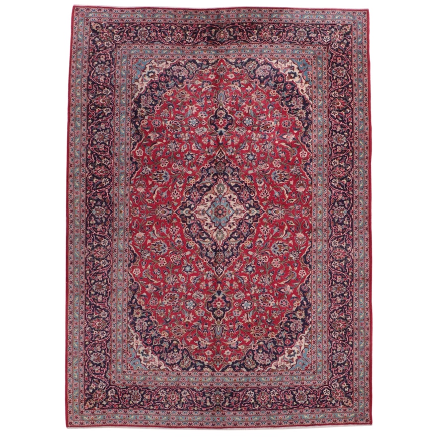 9'8 x 13'5 Hand-Knotted Persian Kashan Room Sized Rug