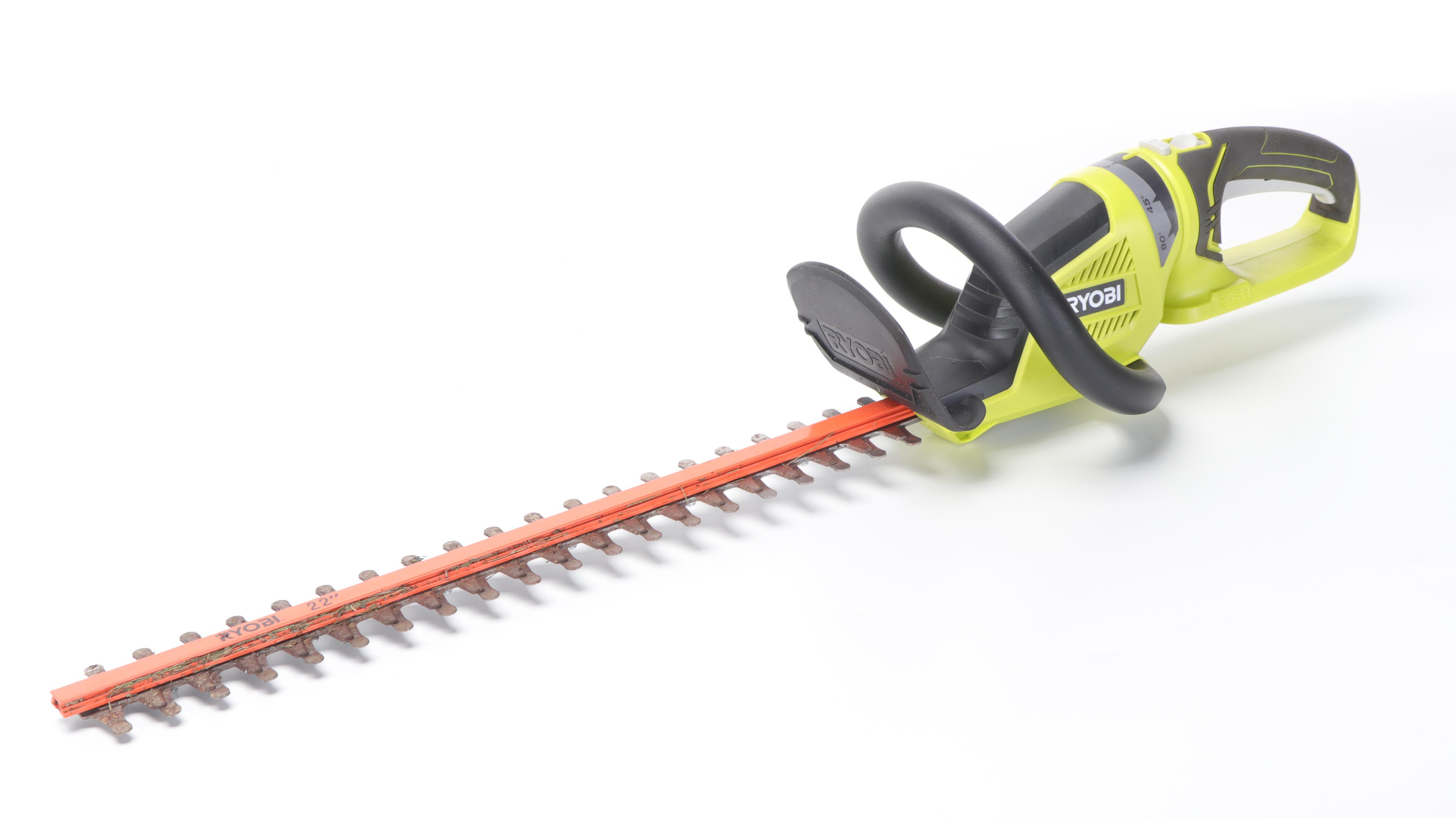 Ryobi Chain Saw, Hedge Trimmer, and String Trimmer with Battery Charger EBTH