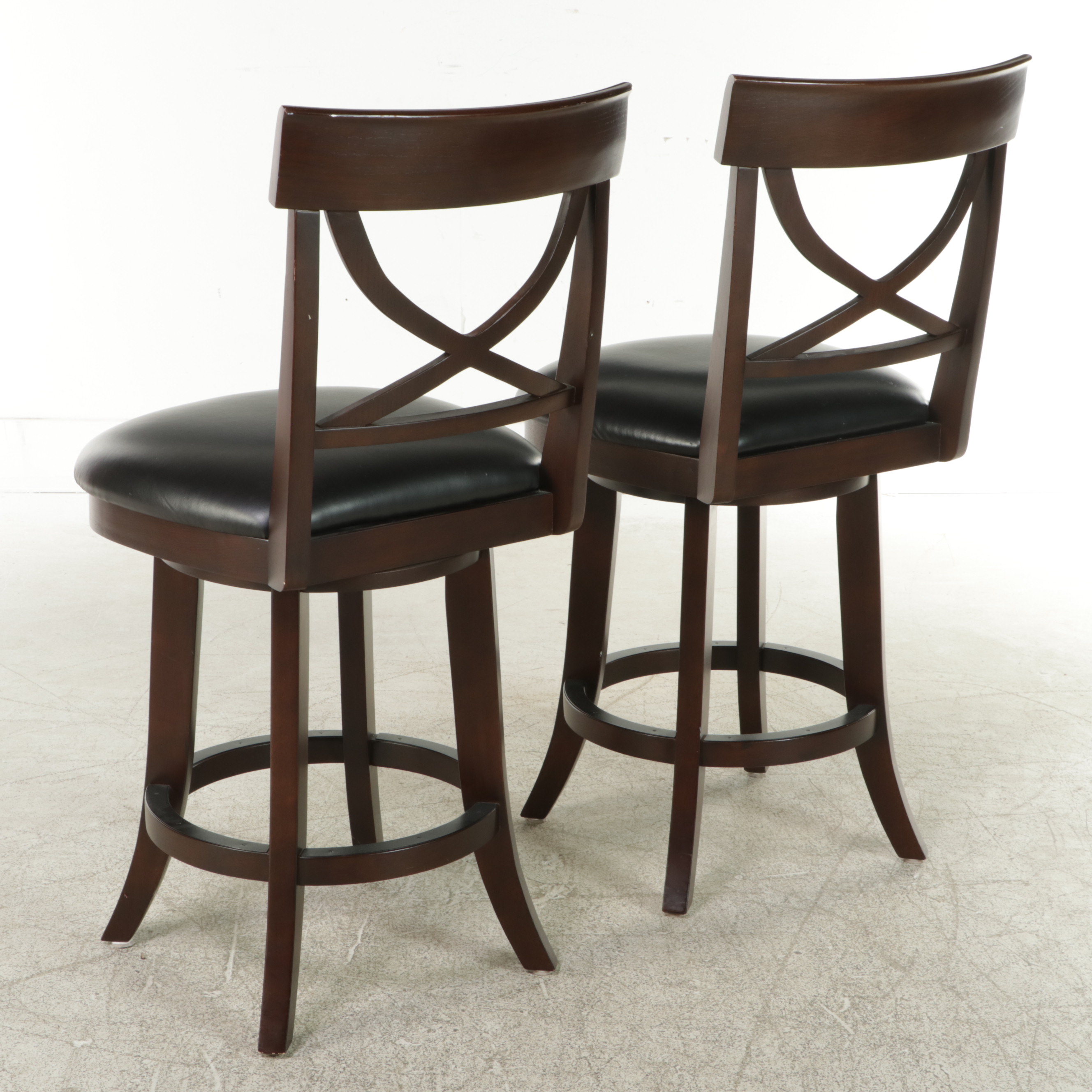 Pair of Minh Duong Furniture Corp. "Logan" XBack Swivel Counter Stools