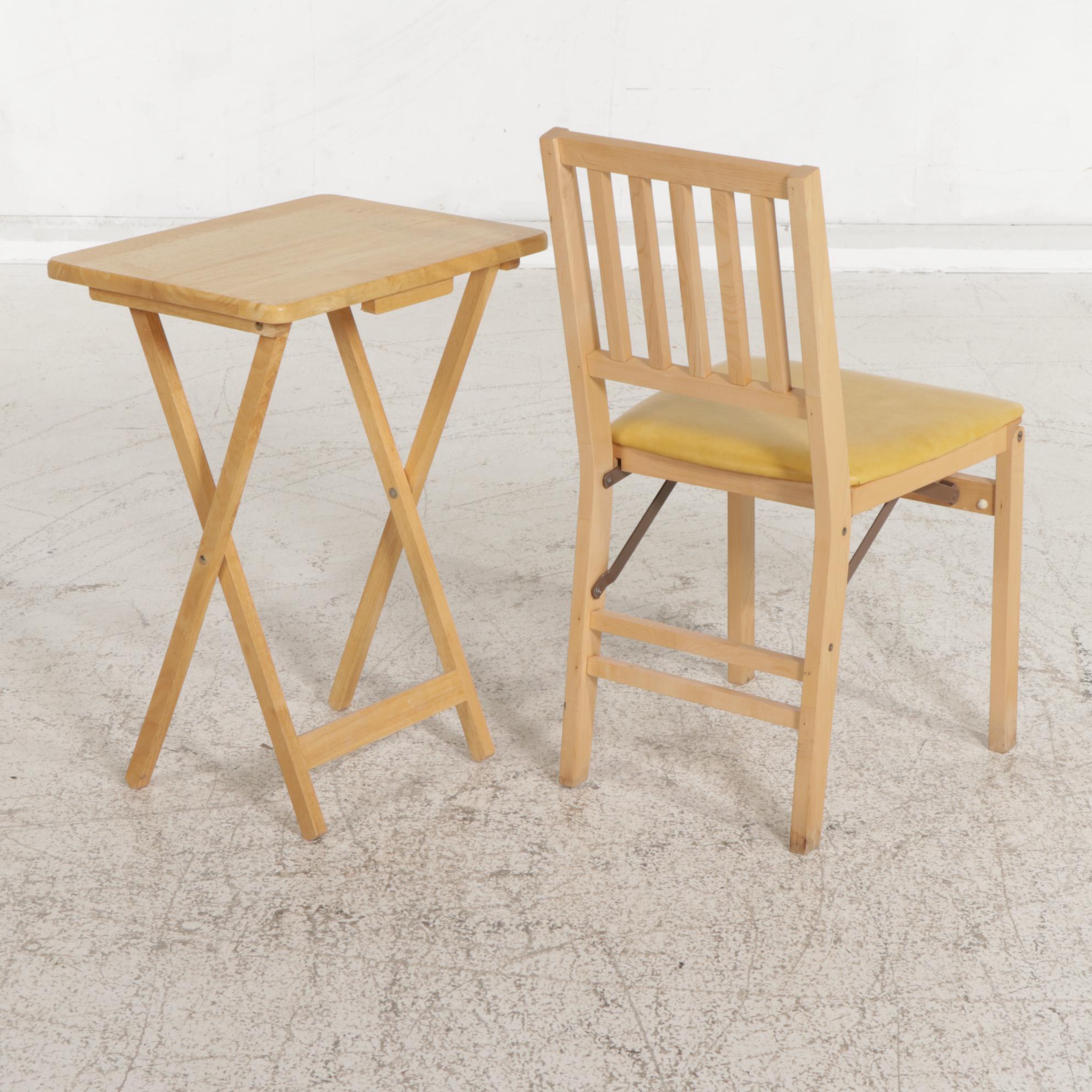 Five Stackmore Folding Chairs and Sonoma Folding Tray Tables EBTH