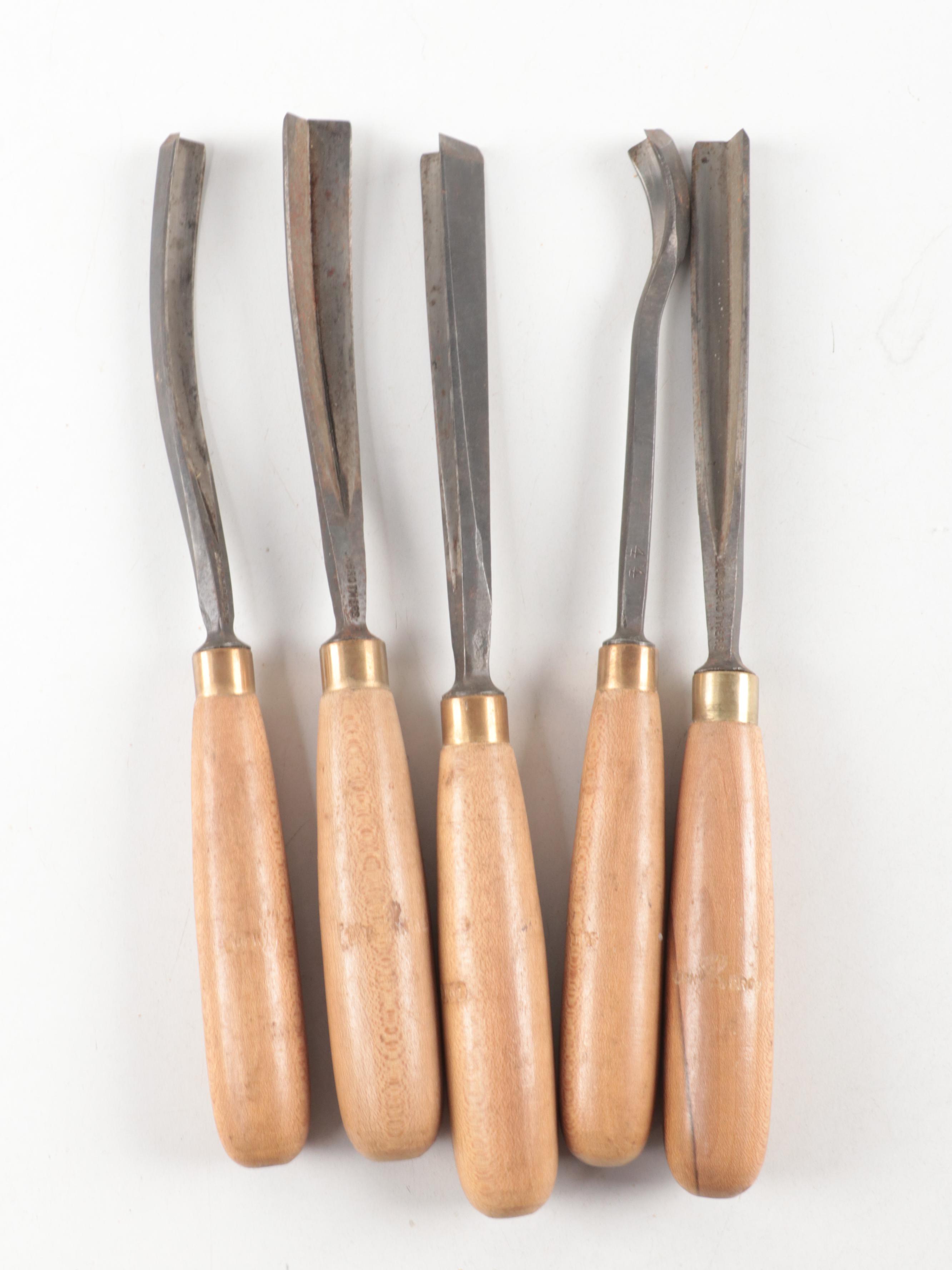 Buck Brothers Steel and Oak Woodworking Hand Tool and Wood Lathe