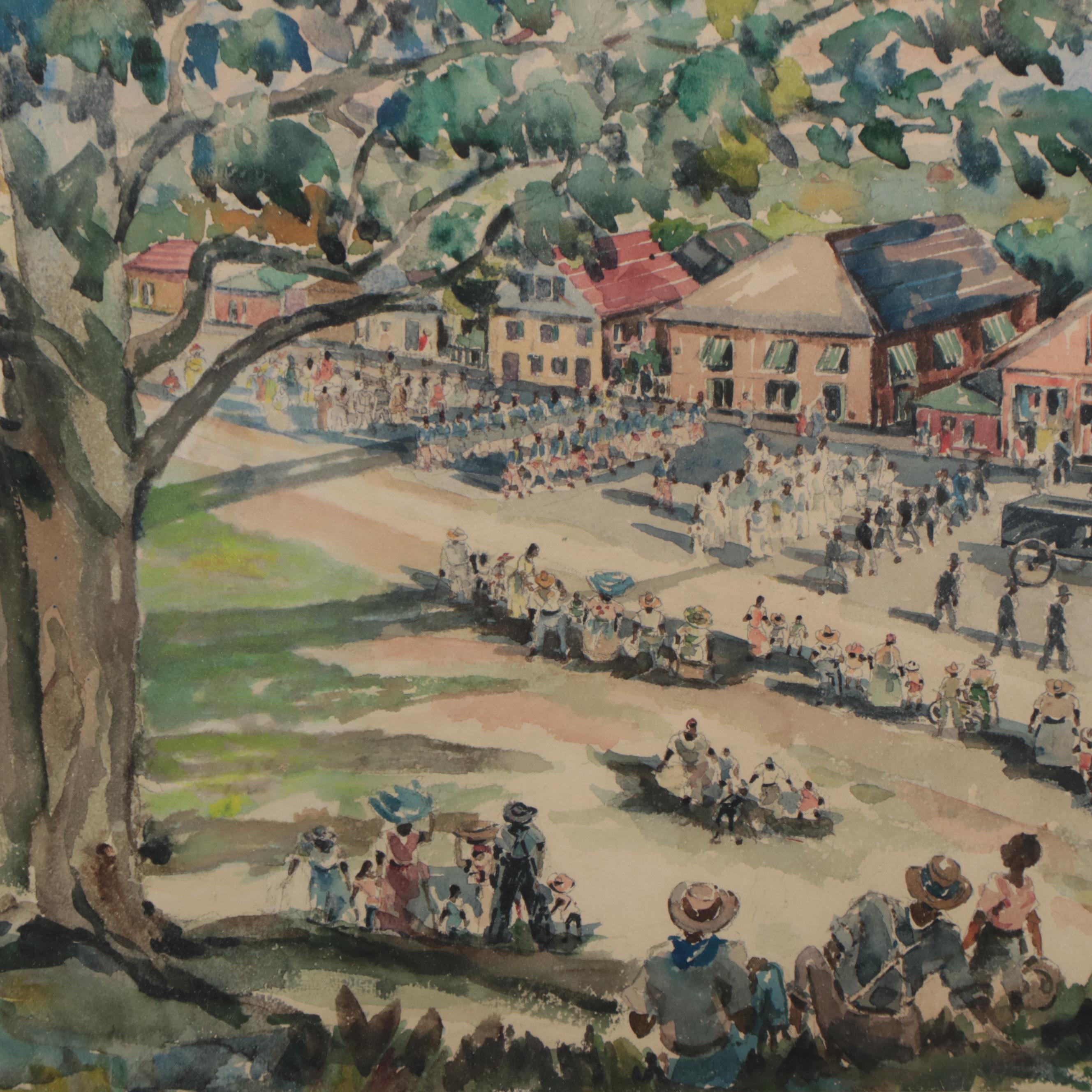 Watercolor Painting Of Funeral Procession In The Style Of Winslow Homer ...