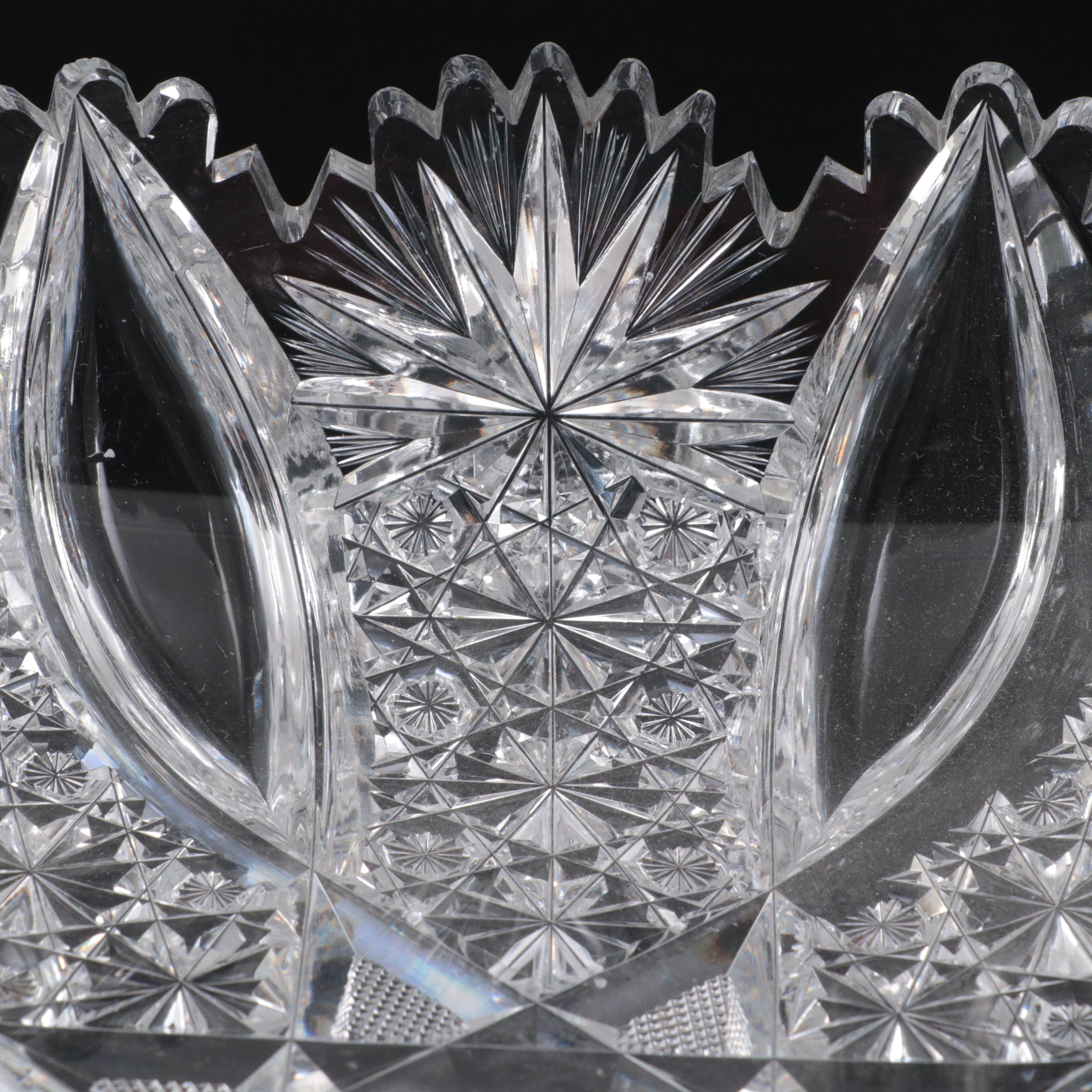 Hawkes "Grecian" American Brilliant Cut Glass Square Bowl, Early 20th C