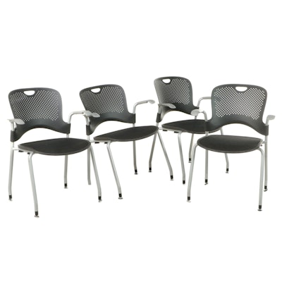 Four Jeff Weber for Herman Miller "Caper" Steel and Plastic Stacking Armchairs
