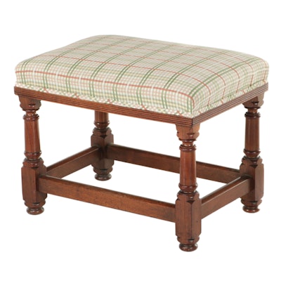 A.G. Pera of Pittsburgh Queen Anne Style Mahogany and Custom-Upholstered Stool