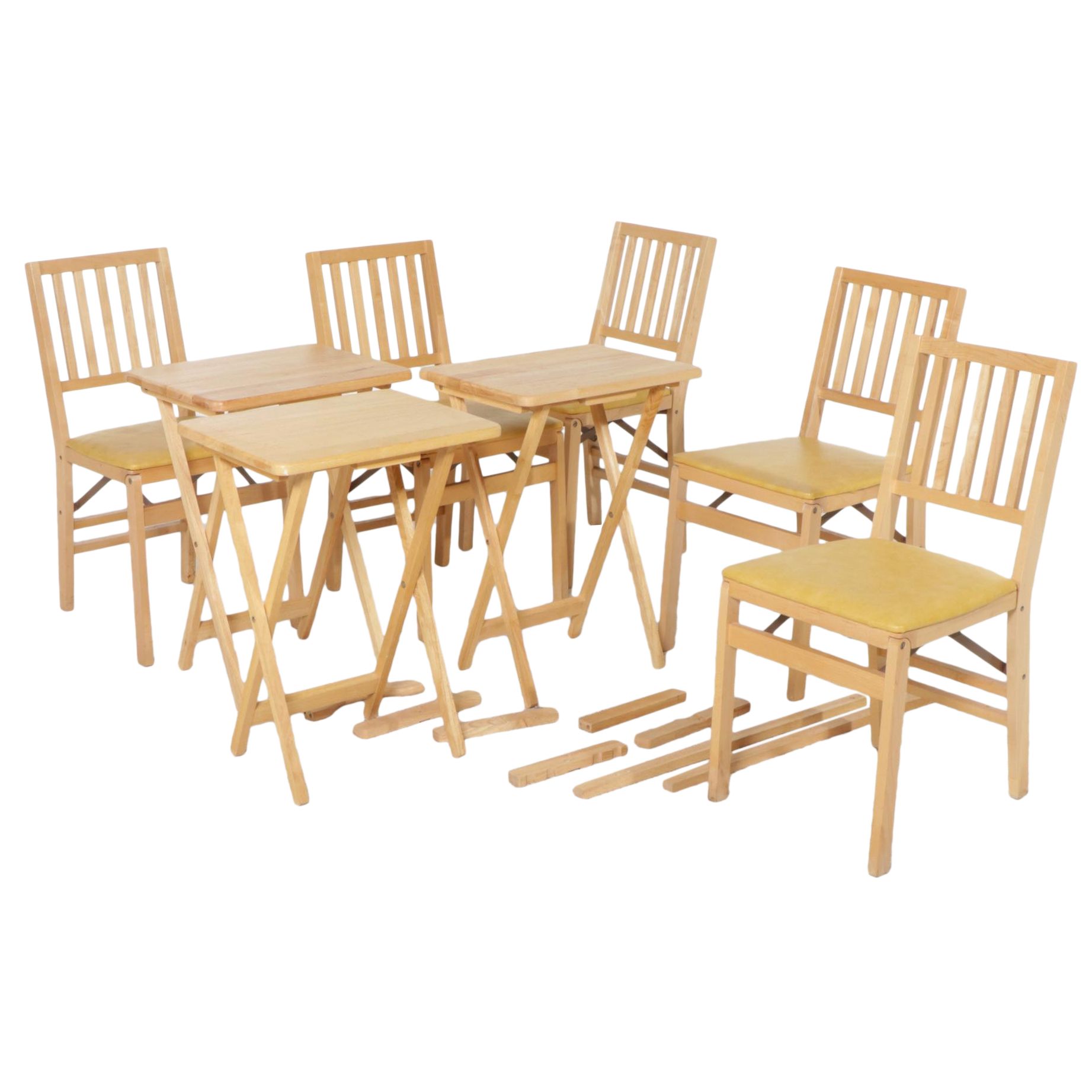 Five Stackmore Folding Chairs and Sonoma Folding Tray Tables EBTH