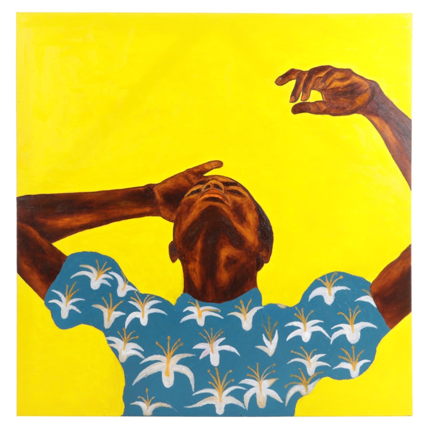 Oluwakemi Omowaire Portrait Oil Painting "Mind Garden," 21st Century