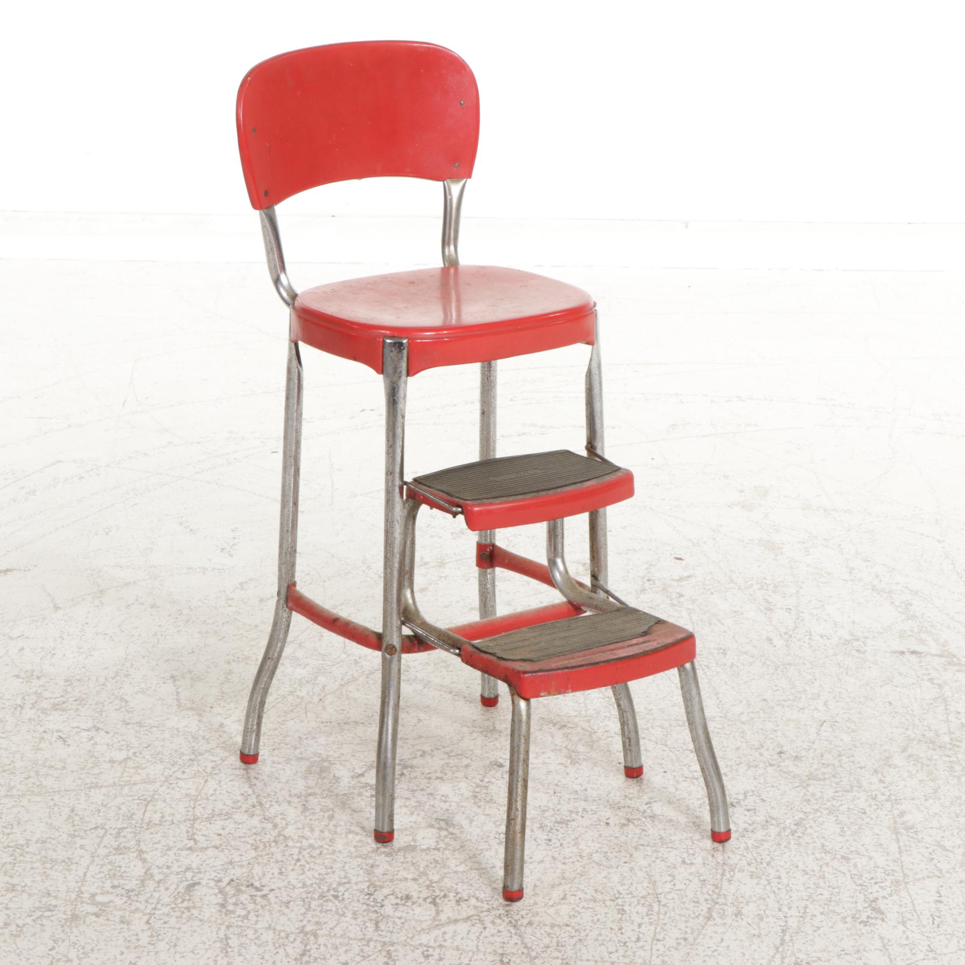 COSCO Metal Kitchen Counter Chair and PullOut Step Stool, Mid20th