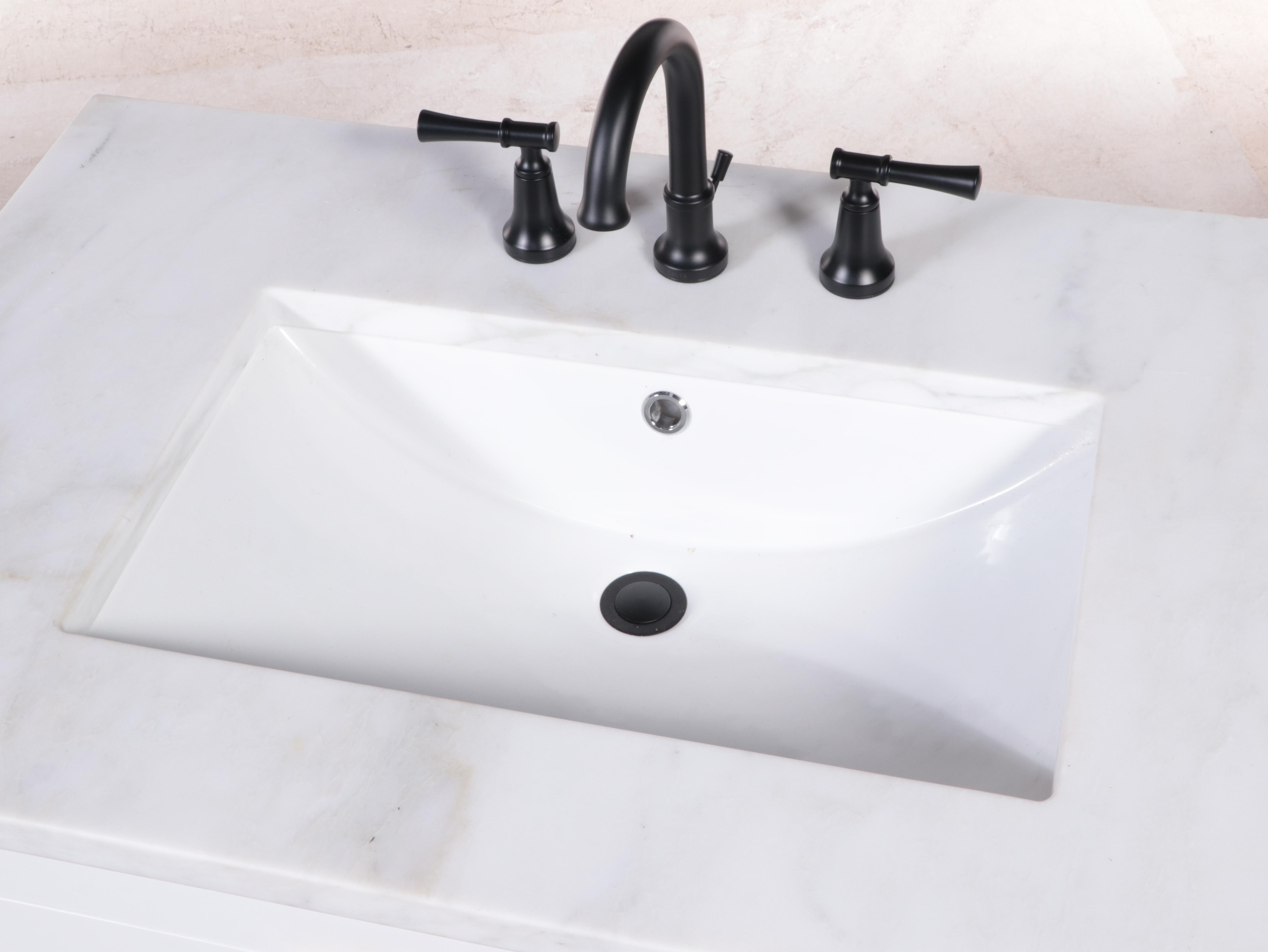 Restoration Hardware Marble Top Bathroom Vanity with Delta "Chamberlain