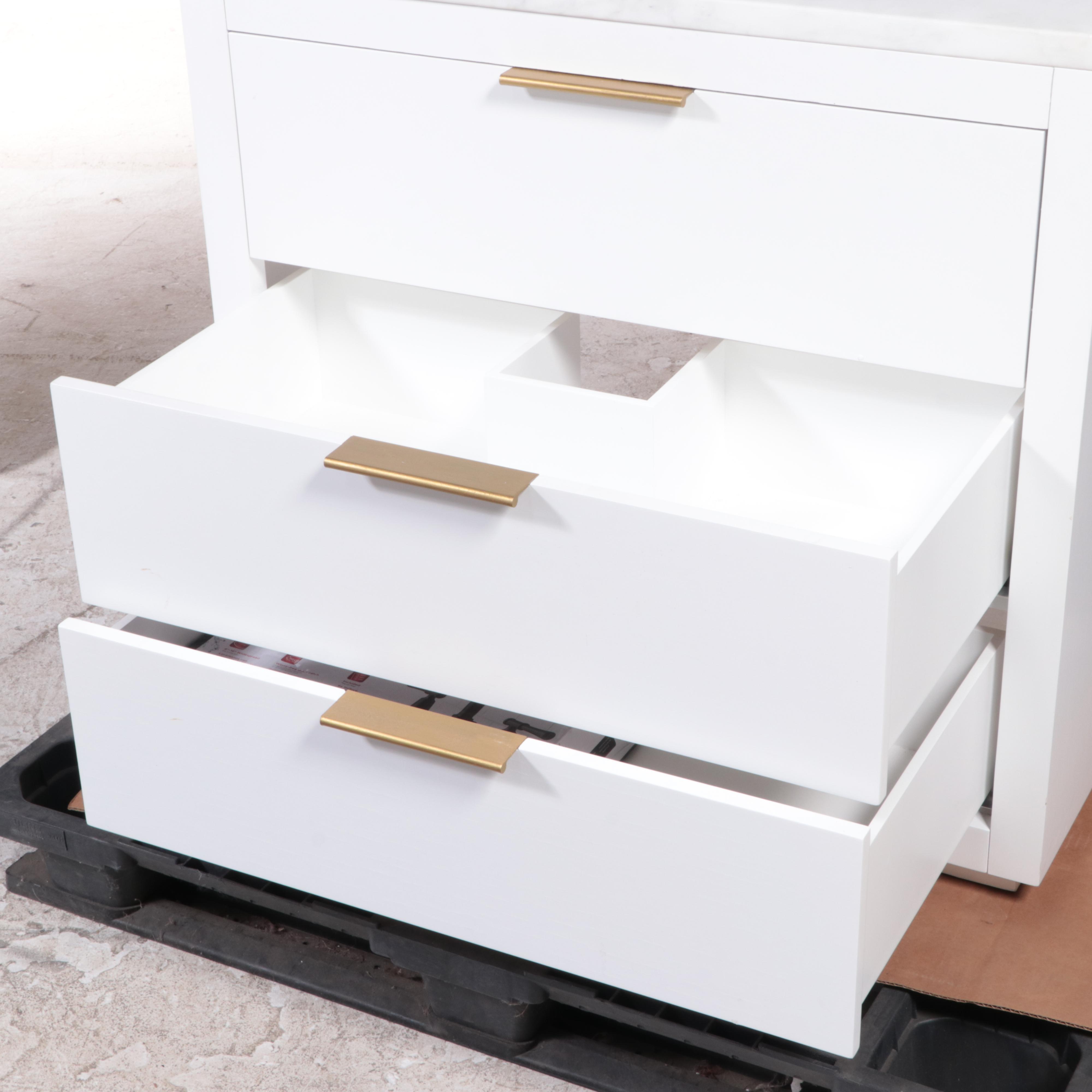 Restoration Hardware Marble Top Bathroom Vanity with Delta "Chamberlain" Faucet EBTH