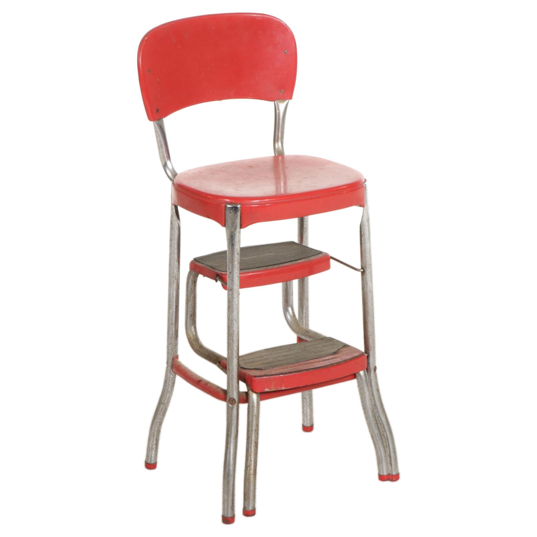 COSCO Metal Kitchen Counter Chair and PullOut Step Stool, Mid20th