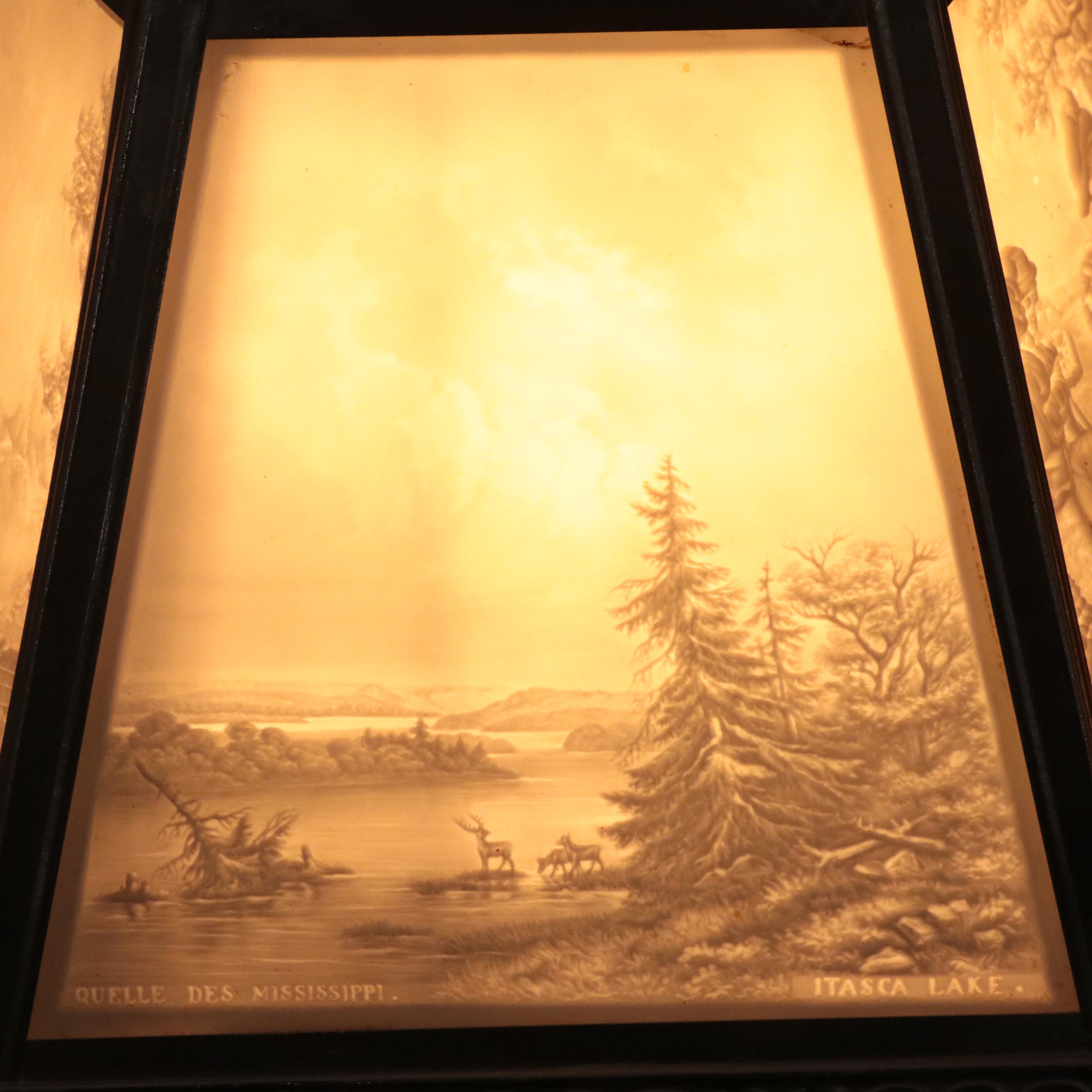 Silver Plate Candlestick Table Lamps with Lithophane Paneled Shades EBTH